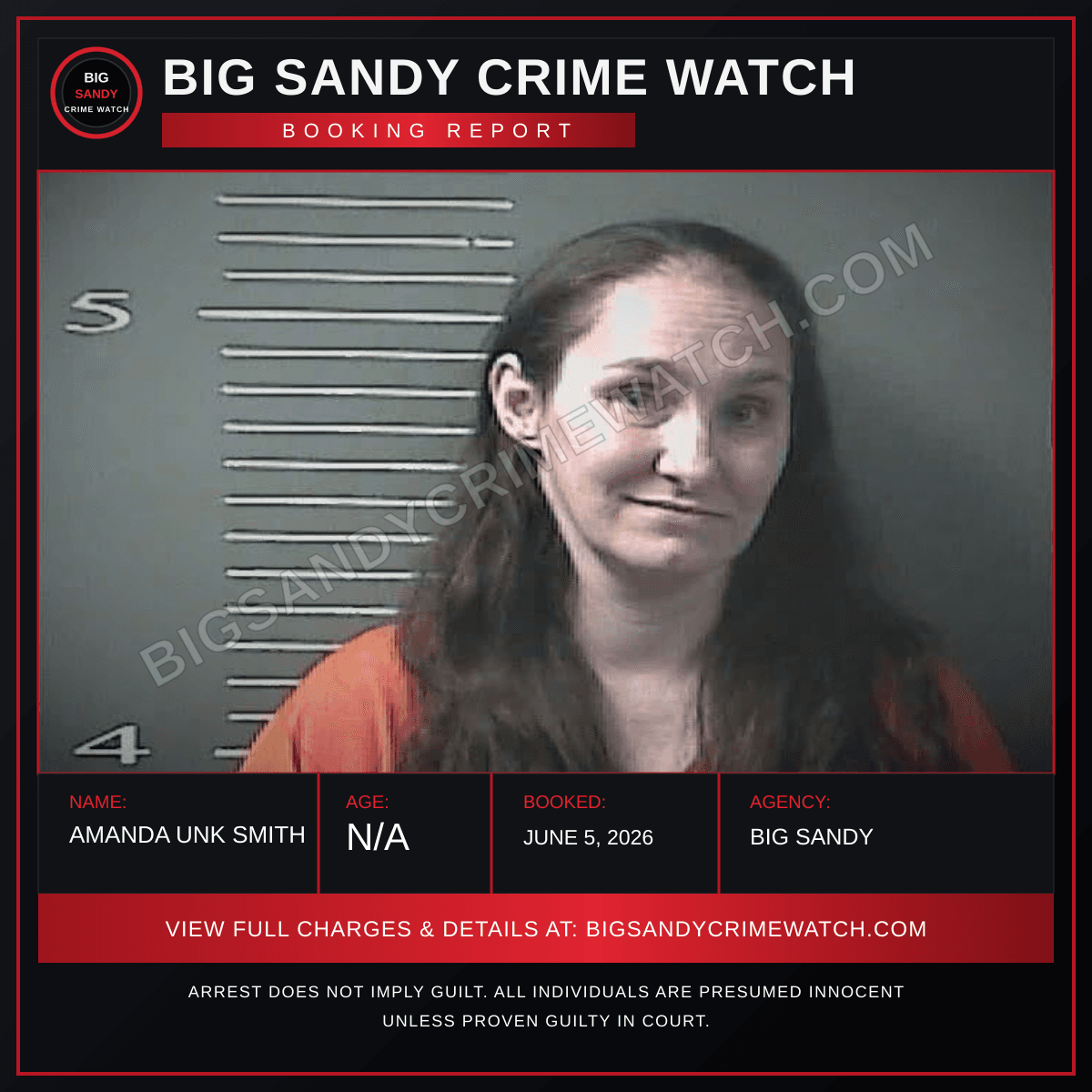 AMANDA UNK SMITH booking report card