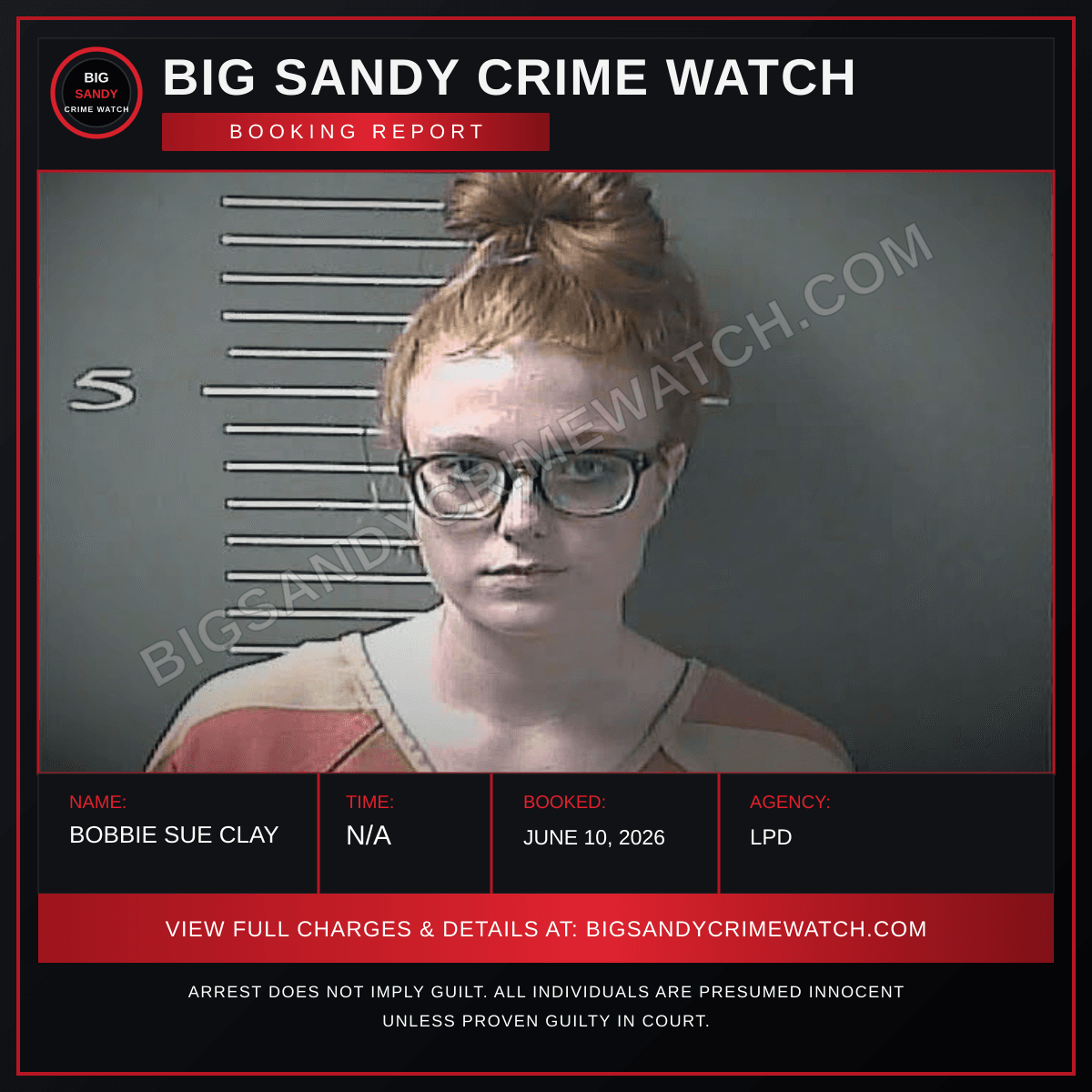 BOBBIE SUE CLAY booking report card