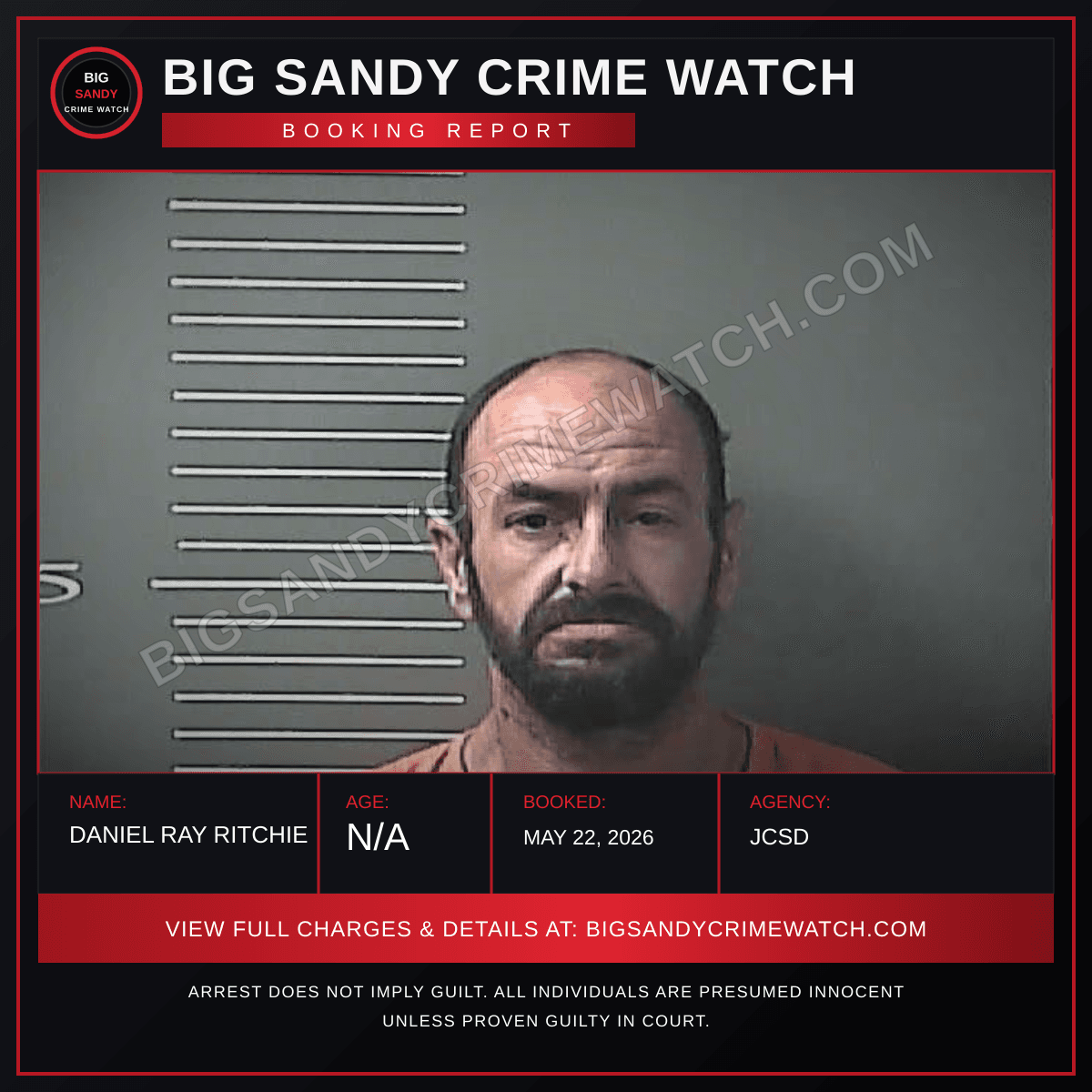 DANIEL RAY RITCHIE booking report card