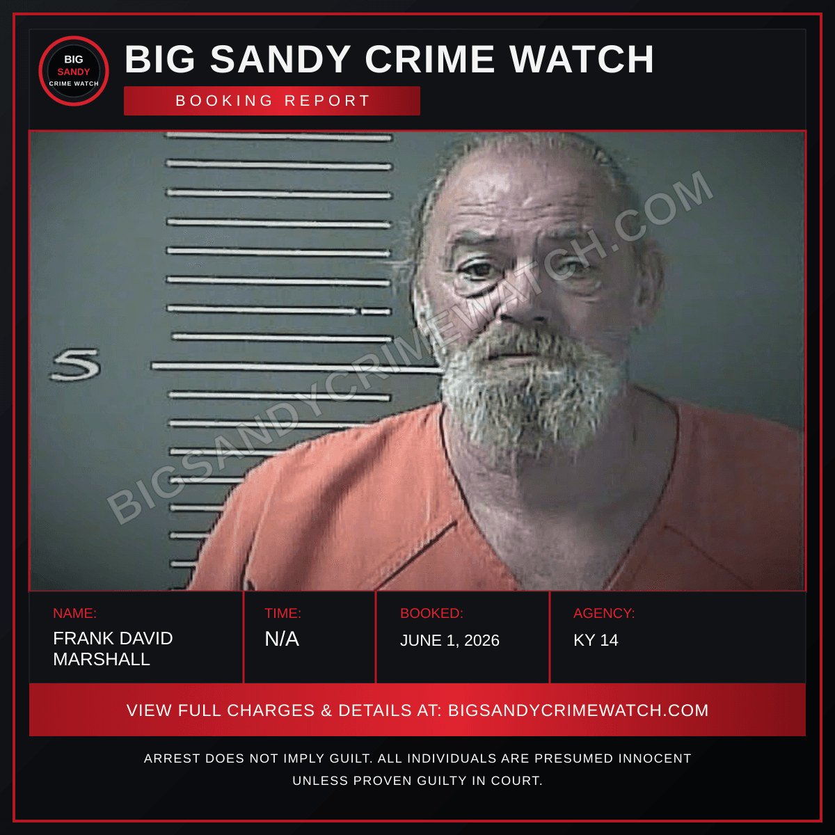 FRANK DAVID MARSHALL booking report card