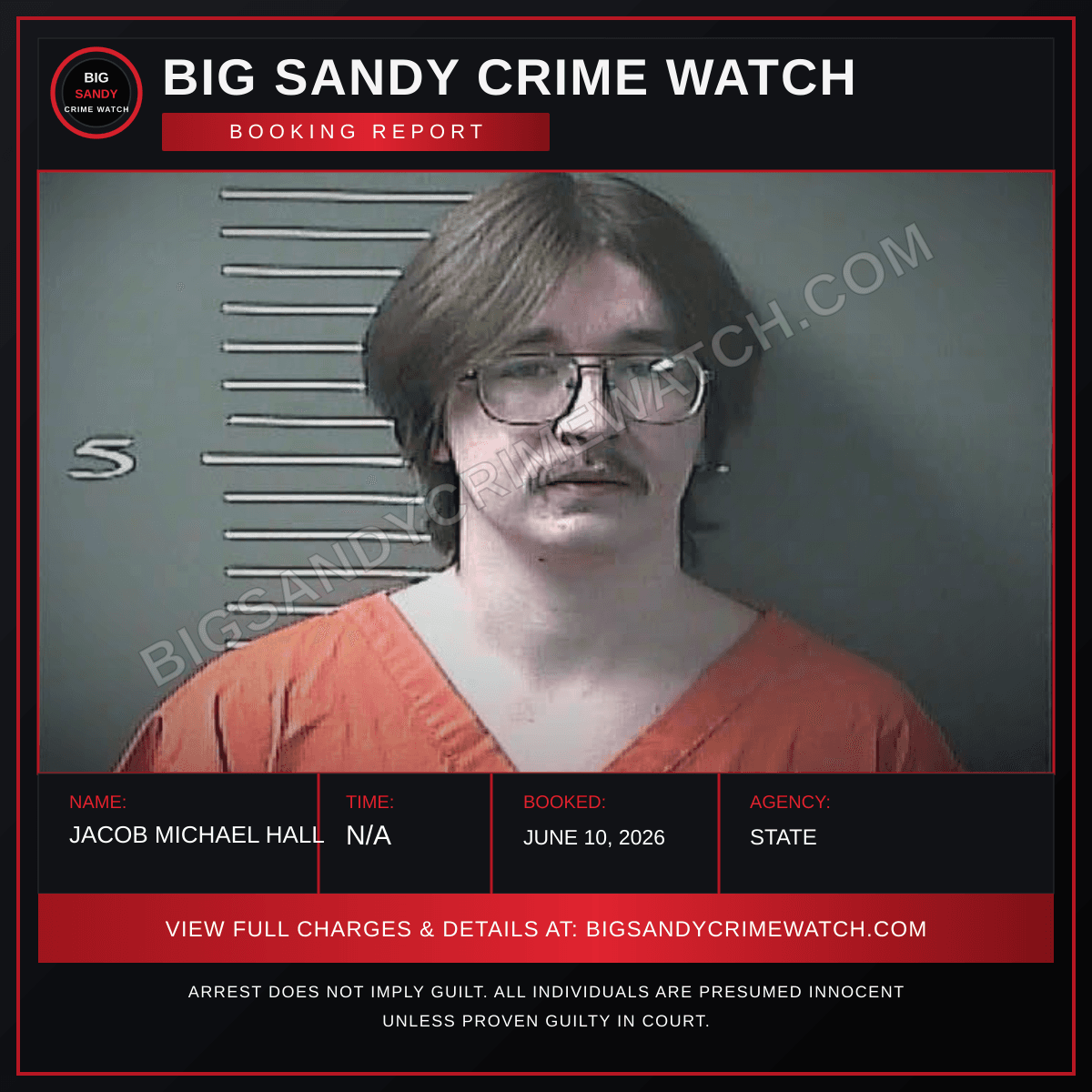 JACOB MICHAEL HALL booking report card