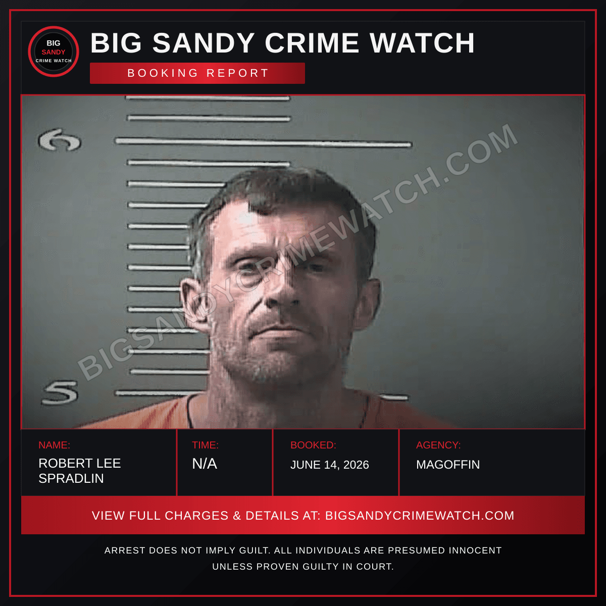 ROBERT LEE SPRADLIN booking report card