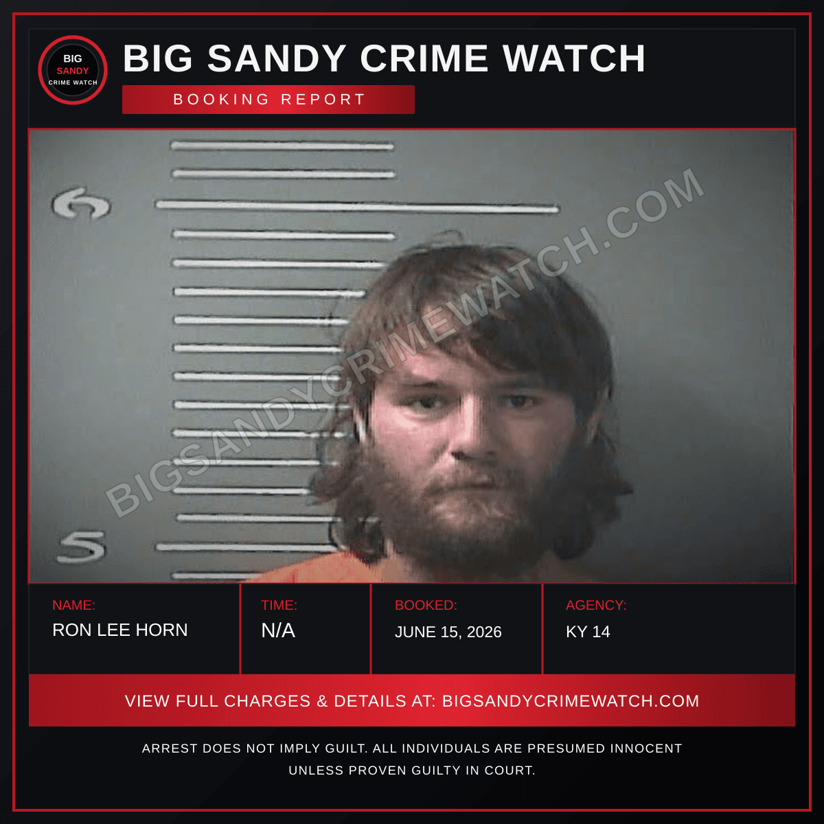 RON LEE HORN booking report card