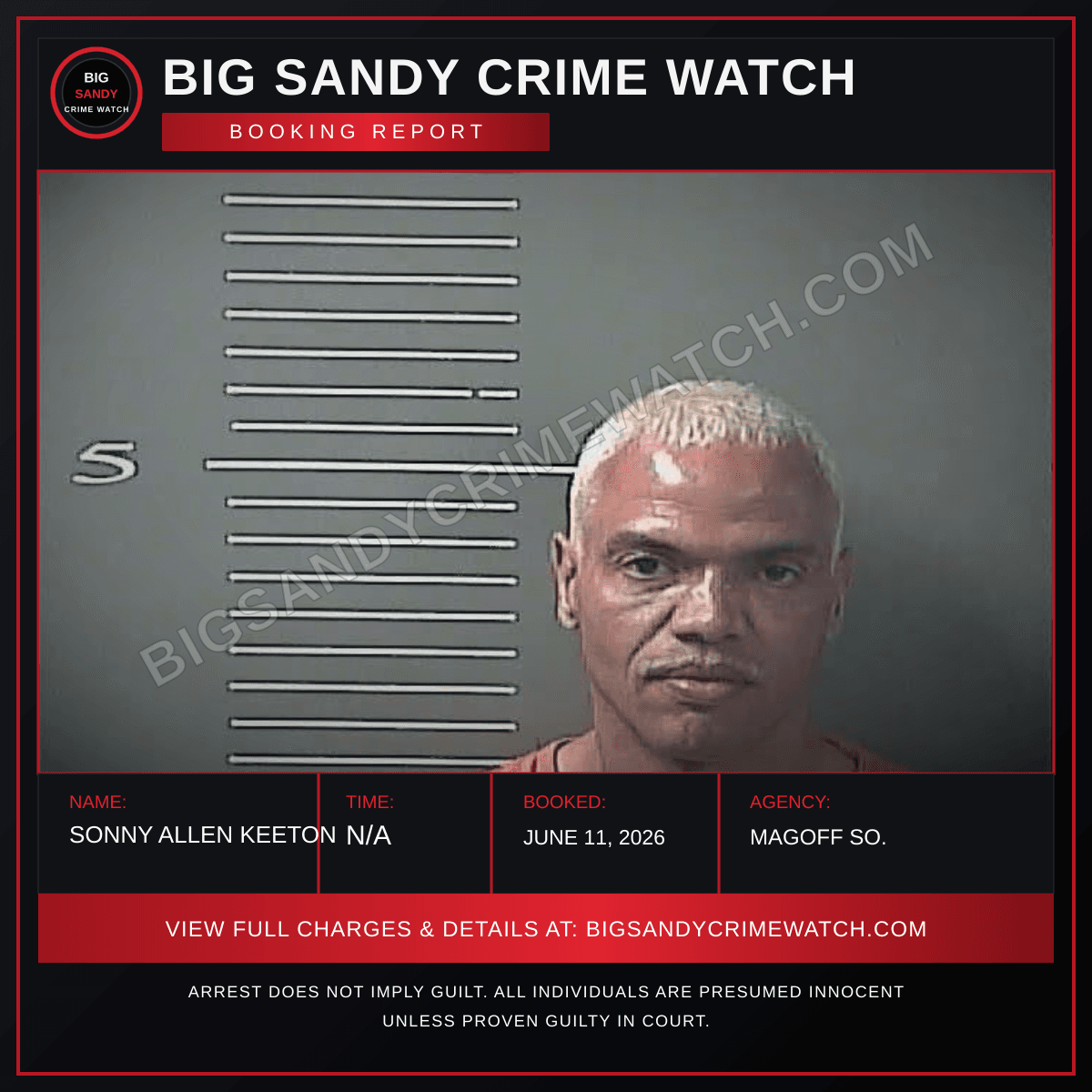 SONNY ALLEN KEETON booking report card