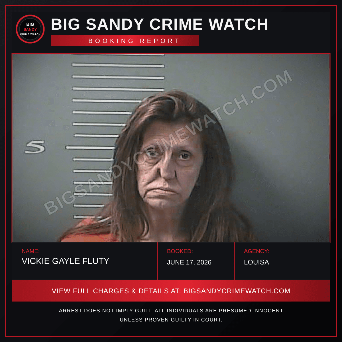 VICKIE GAYLE FLUTY booking report card