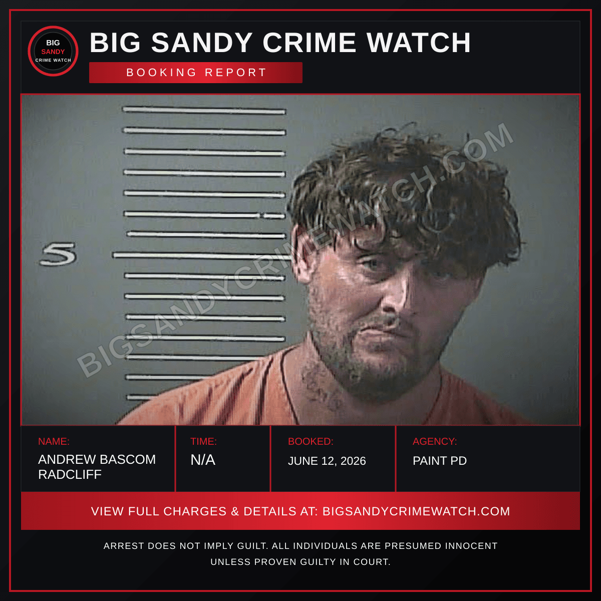 ANDREW BASCOM RADCLIFF booking report card