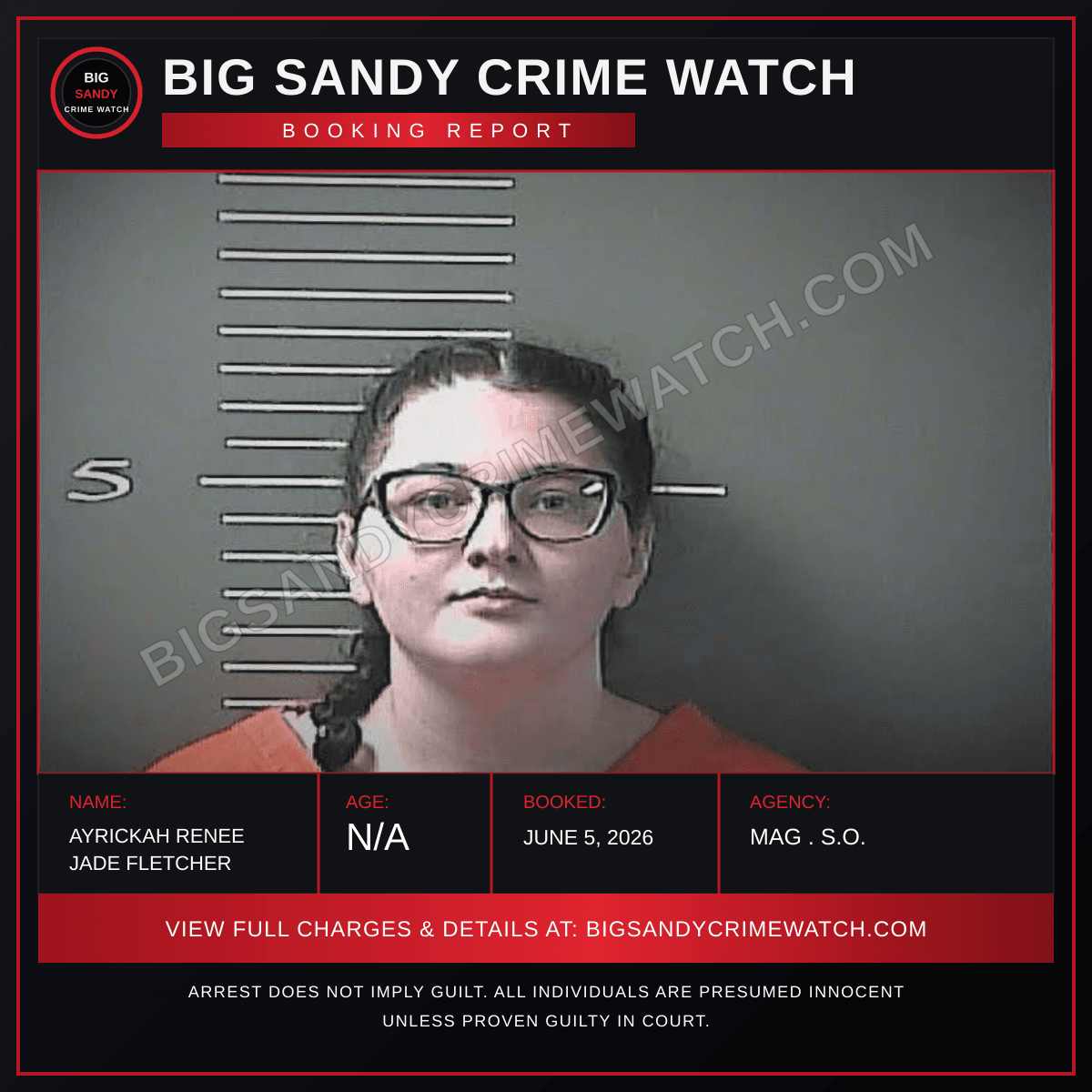 AYRICKAH RENEE JADE FLETCHER booking report card
