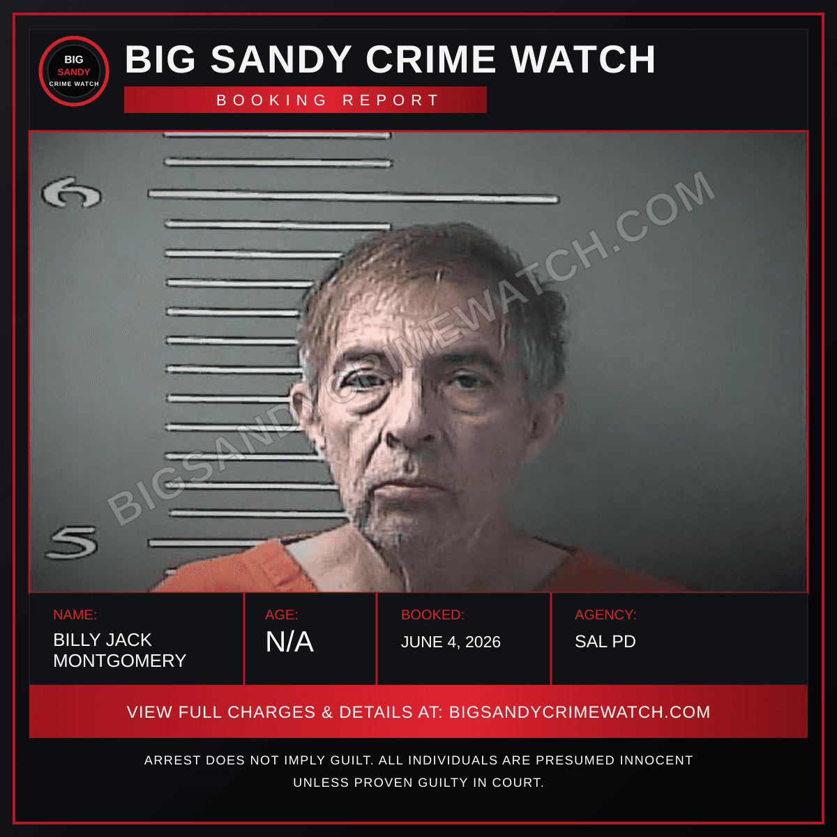 BILLY JACK MONTGOMERY booking report card