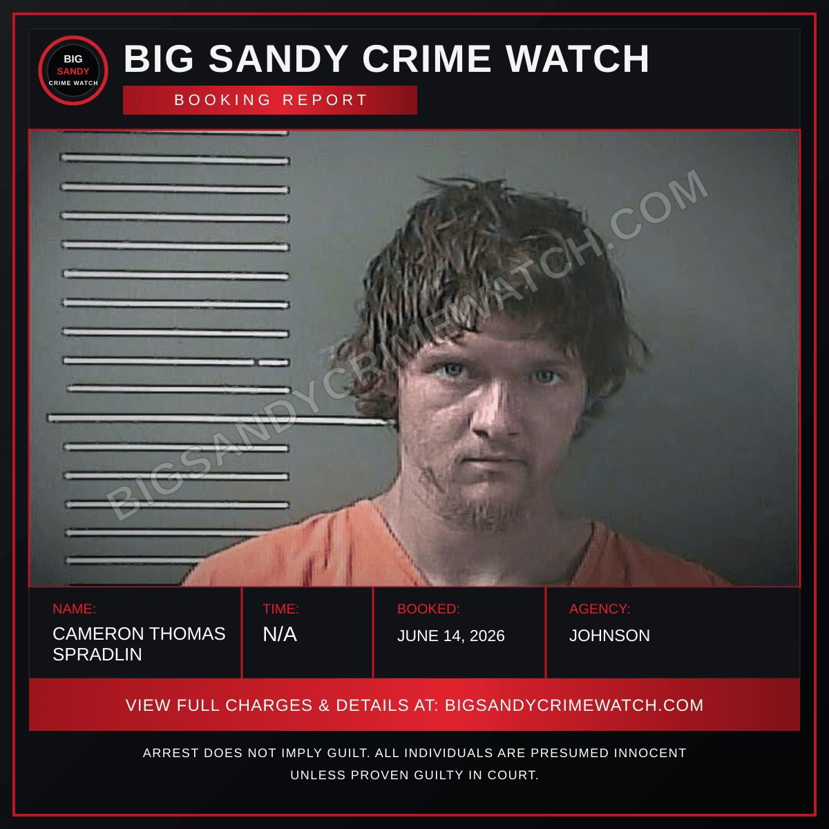 CAMERON THOMAS SPRADLIN booking report card