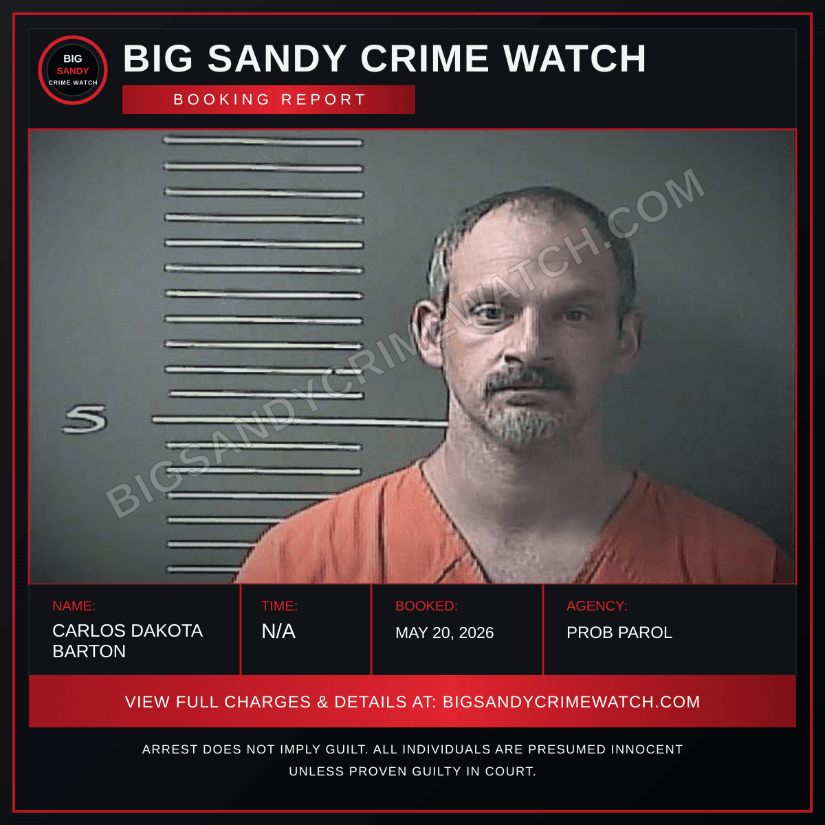 CARLOS DAKOTA BARTON booking report card