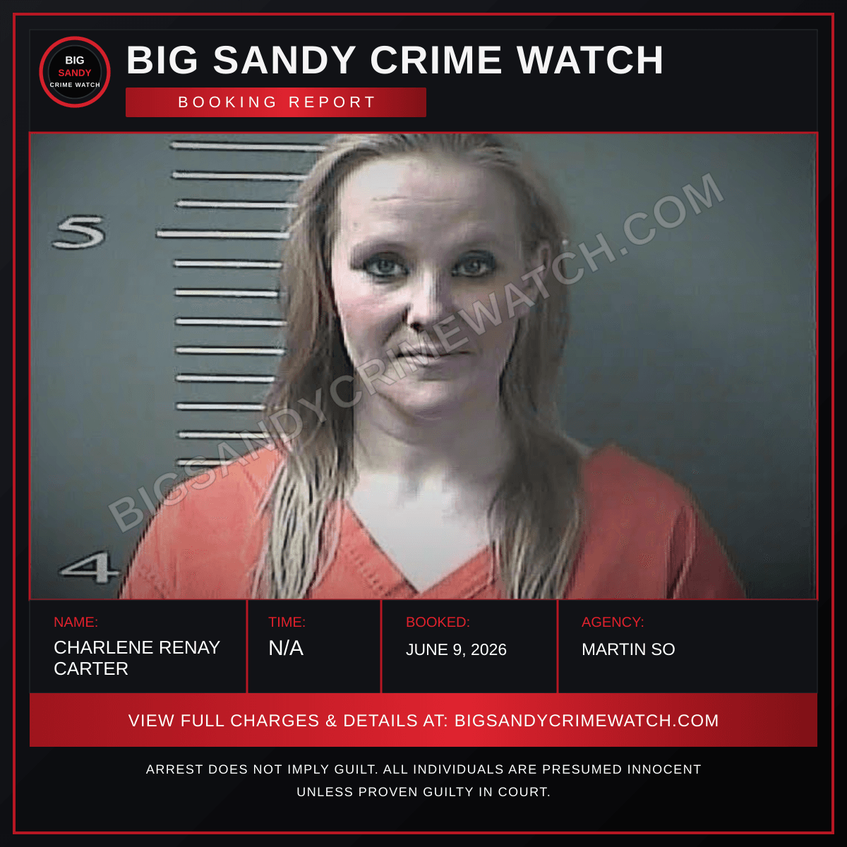 CHARLENE RENAY CARTER booking report card