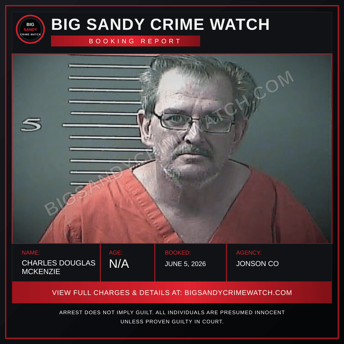 CHARLES DOUGLAS MCKENZIE booking report card