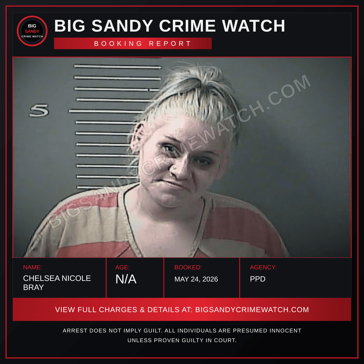 CHELSEA NICOLE BRAY booking report card