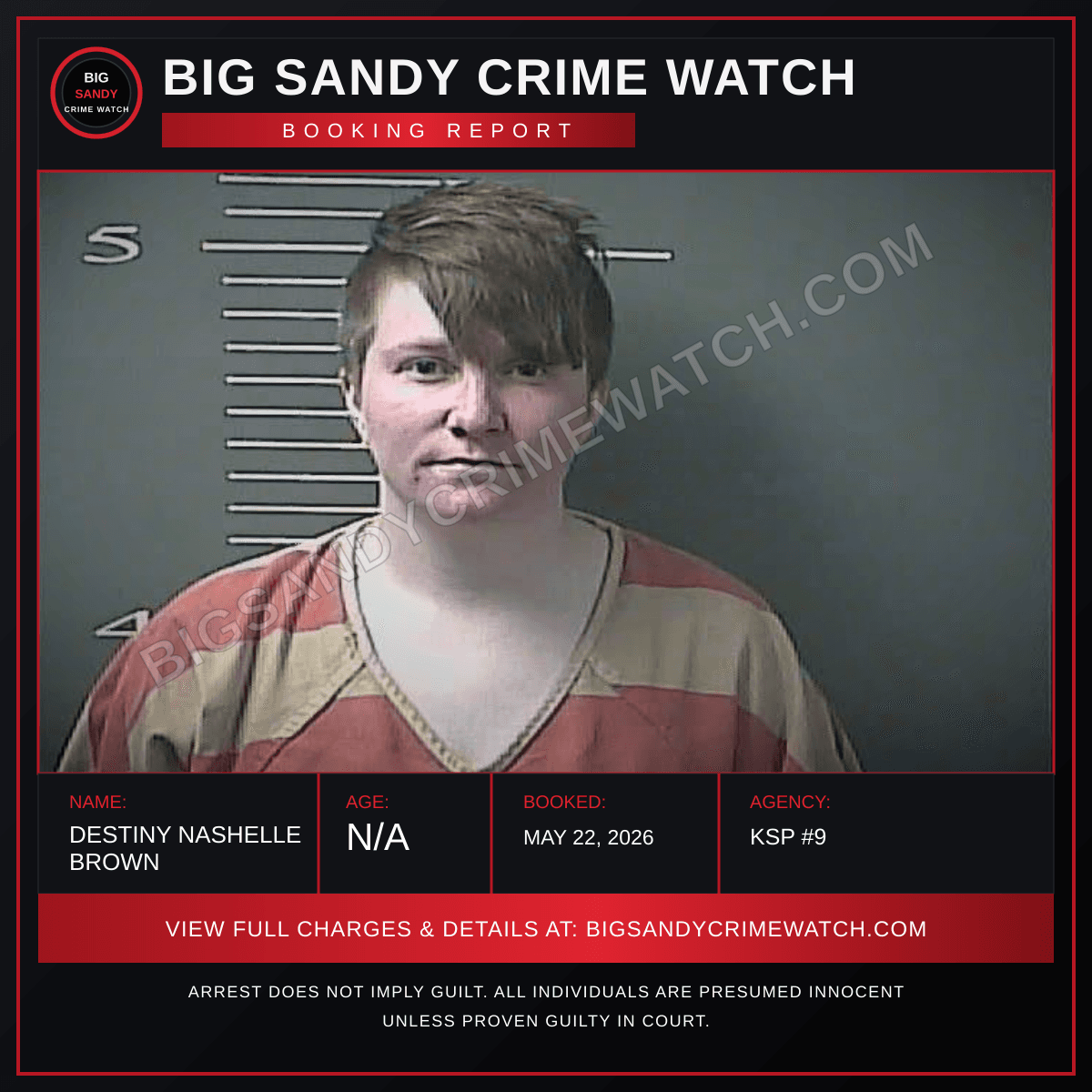 DESTINY NASHELLE BROWN booking report card