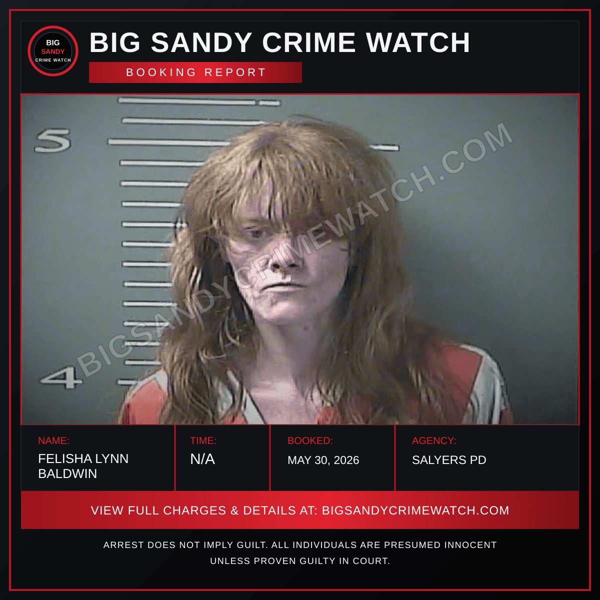 FELISHA LYNN BALDWIN booking report card