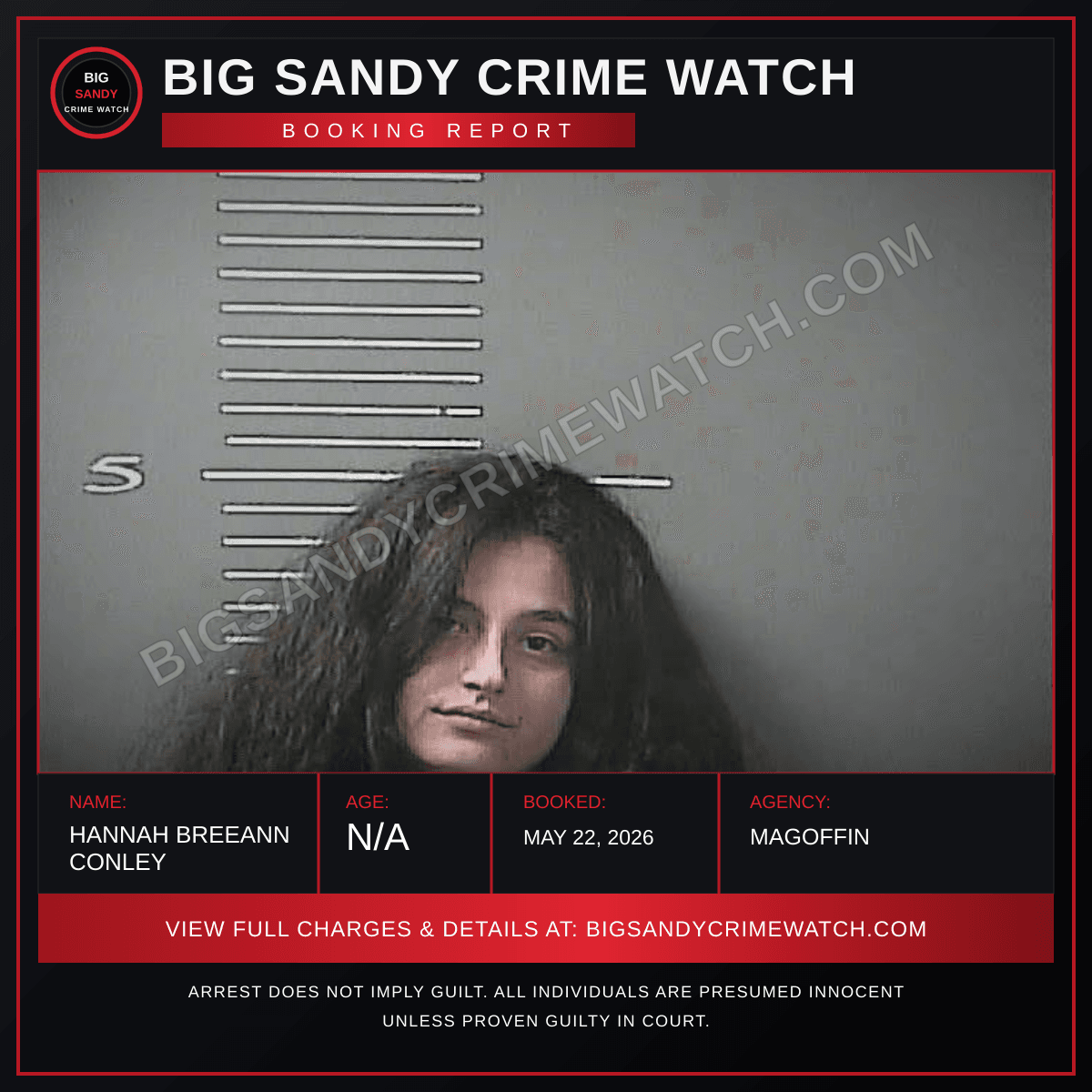 HANNAH BREEANN CONLEY booking report card