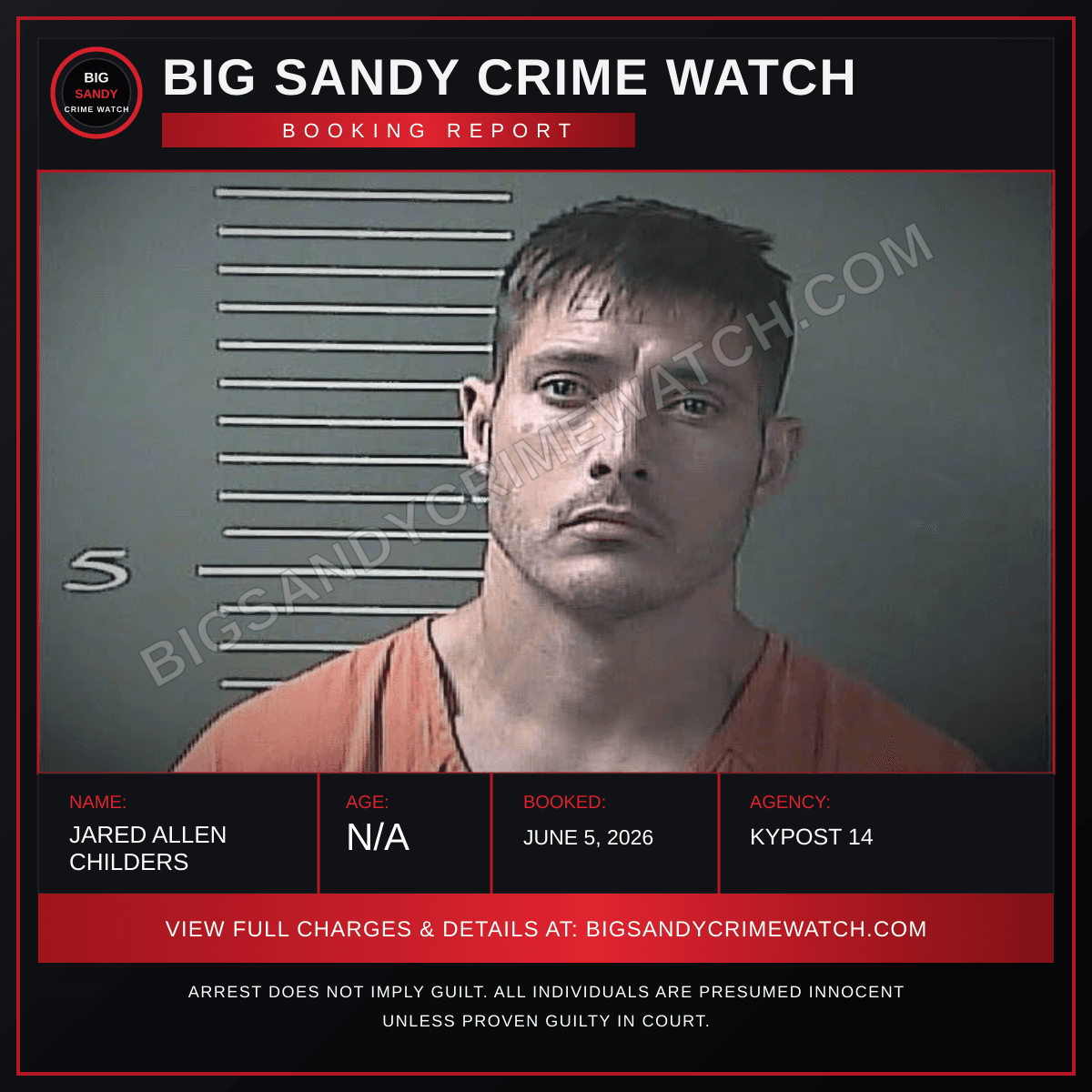 JARED ALLEN CHILDERS booking report card