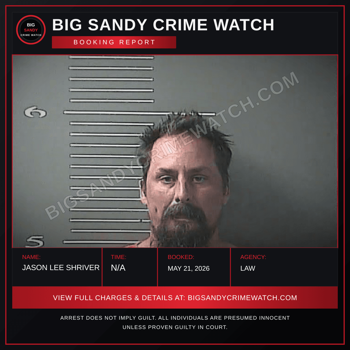 JASON LEE SHRIVER booking report card
