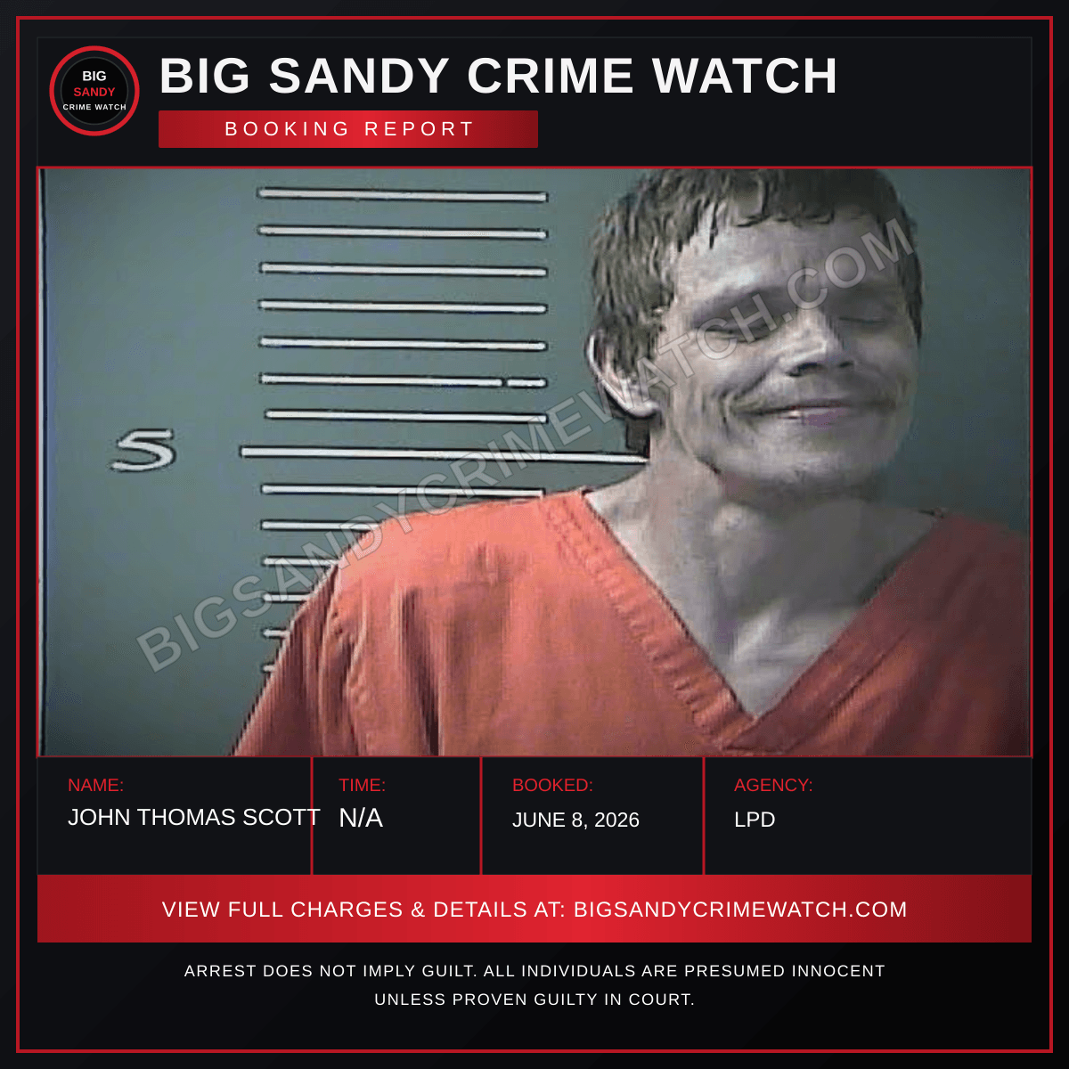 JOHN THOMAS SCOTT booking report card