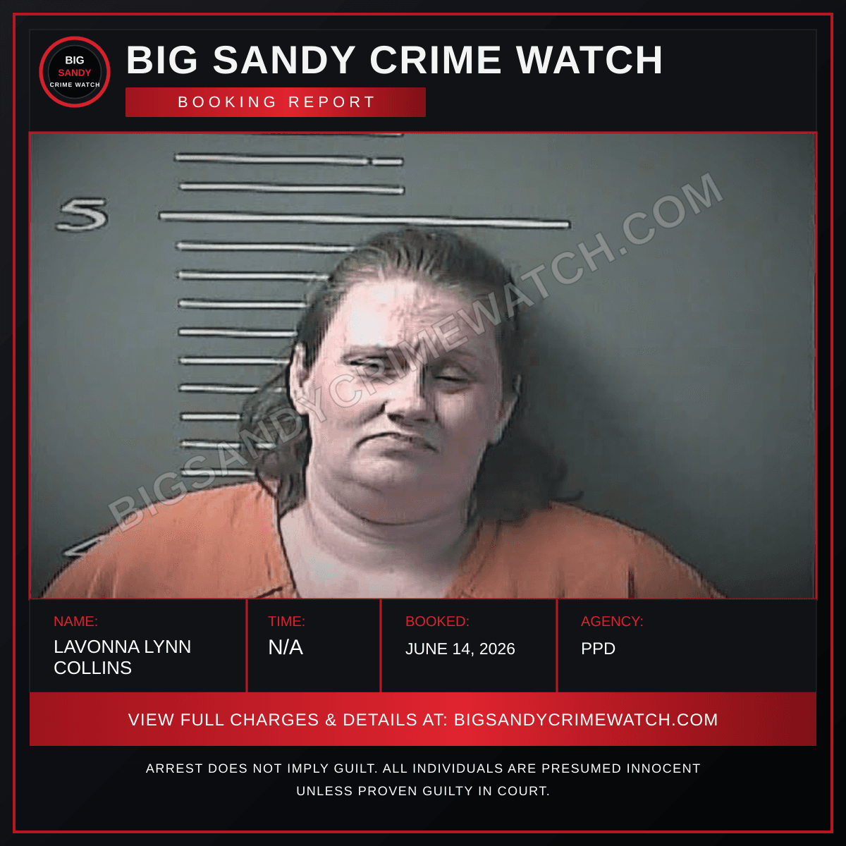 LAVONNA LYNN COLLINS booking report card