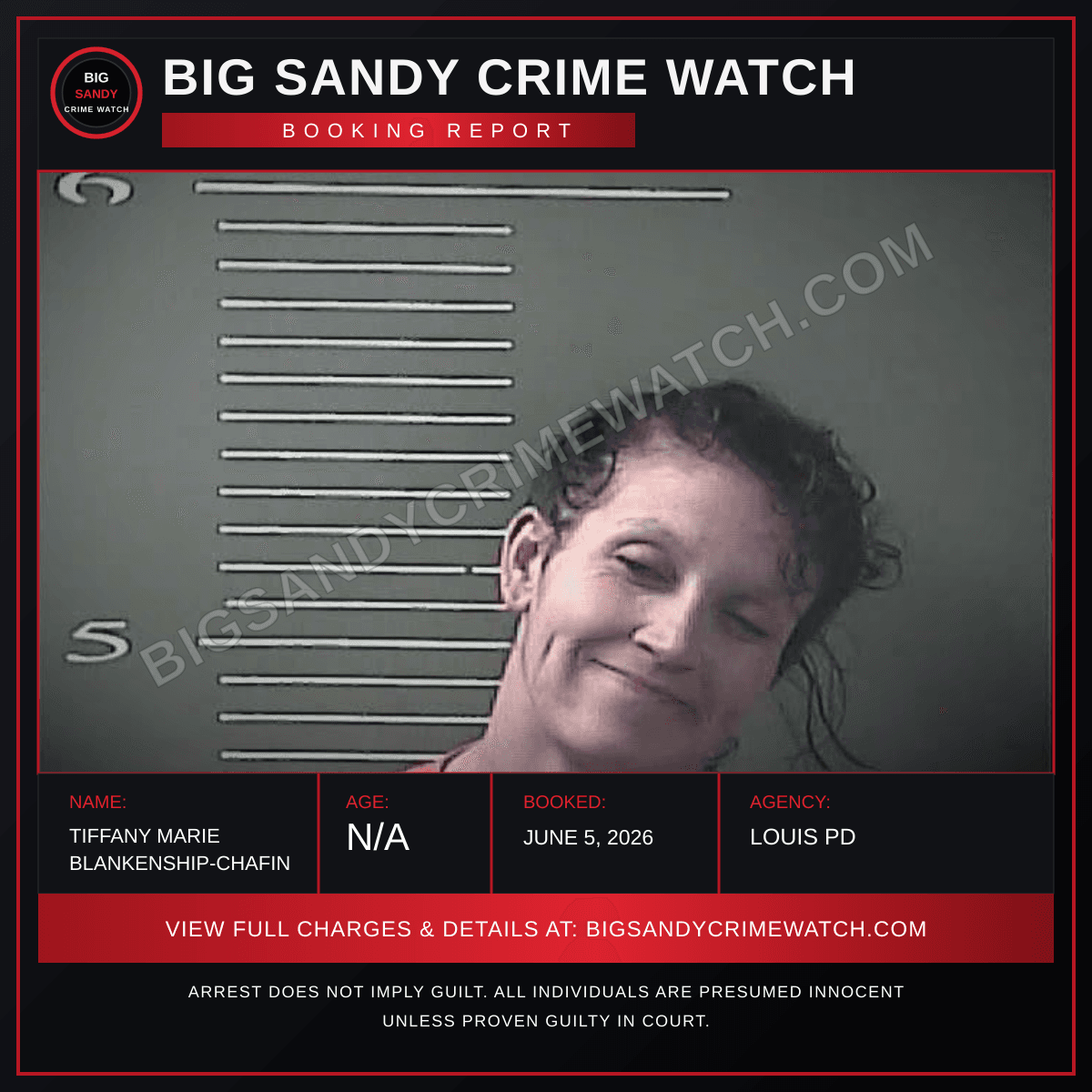 TIFFANY MARIE BLANKENSHIP-CHAFIN booking report card