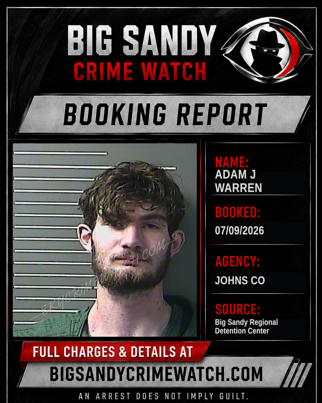 ADAM J WARREN booking report card