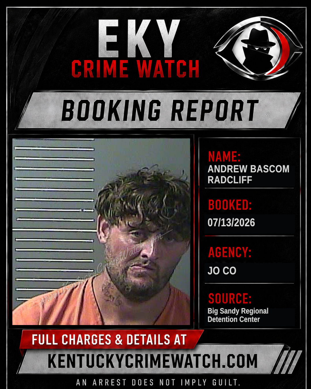 ANDREW BASCOM RADCLIFF booking report card