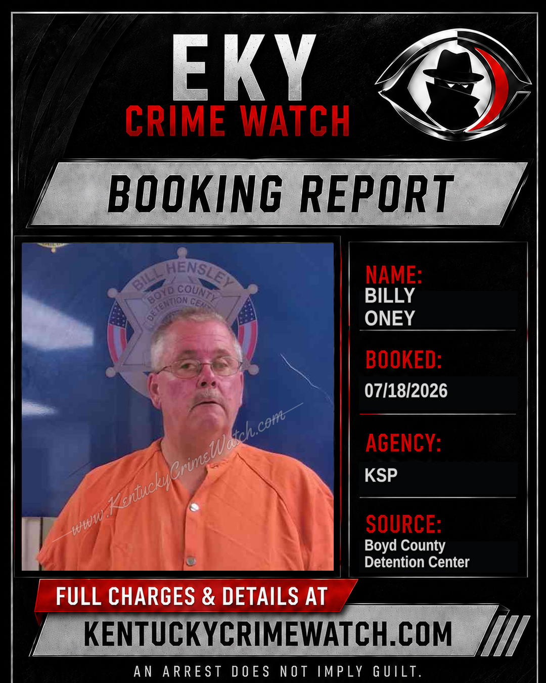 BILLY ONEY booking image