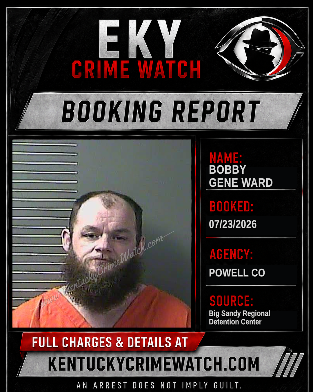 BOBBY GENE WARD booking report card