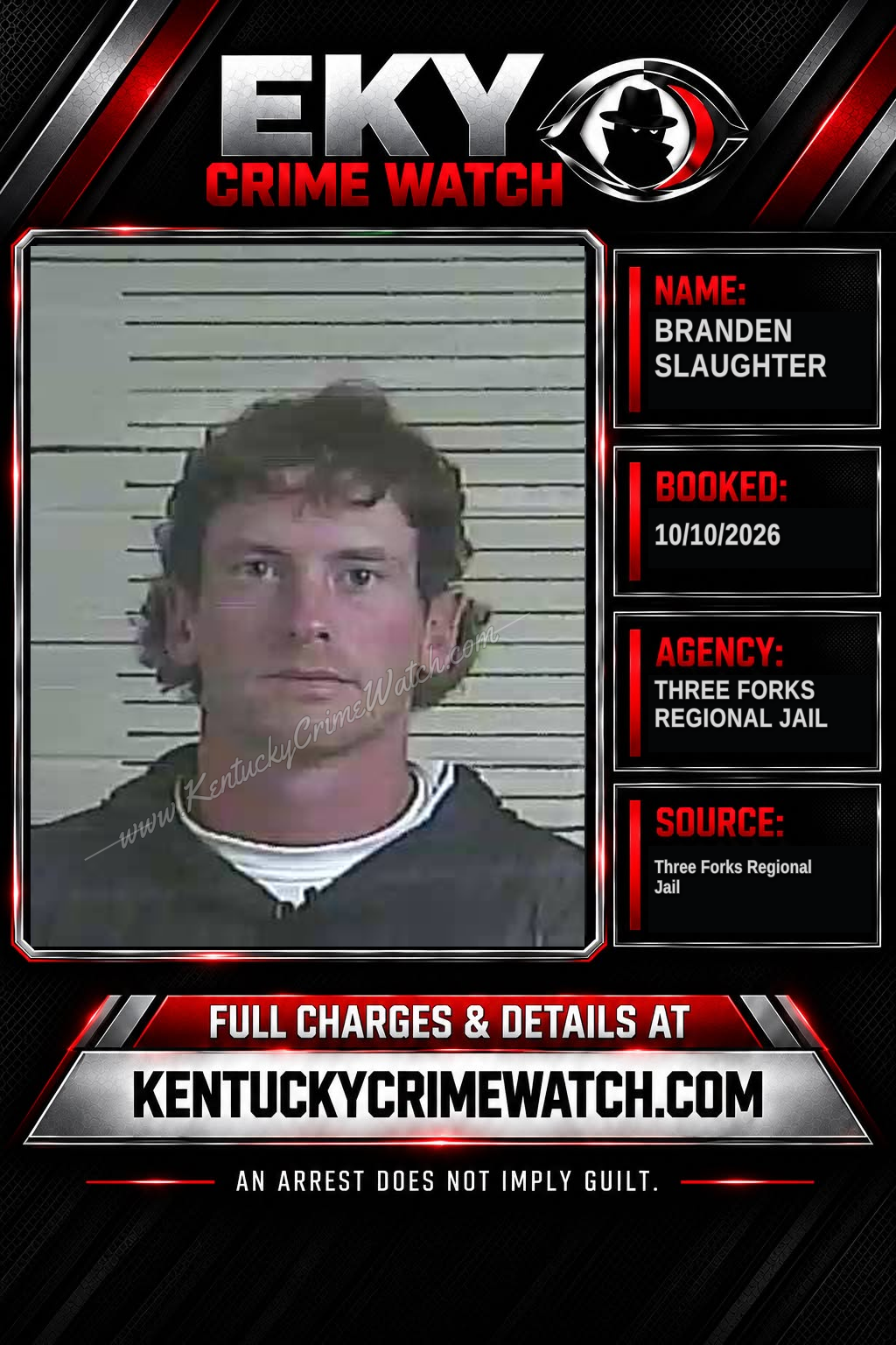 Branden Slaughter booking report card