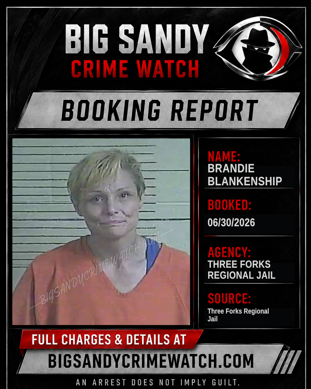 Brandie Blankenship booking report card