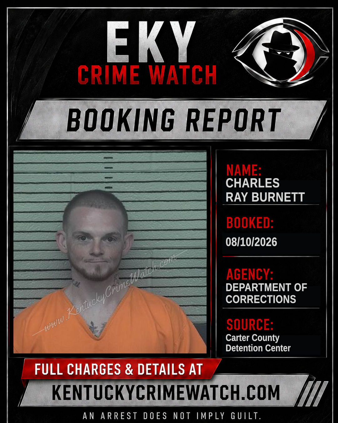 CHARLES RAY BURNETT booking report card