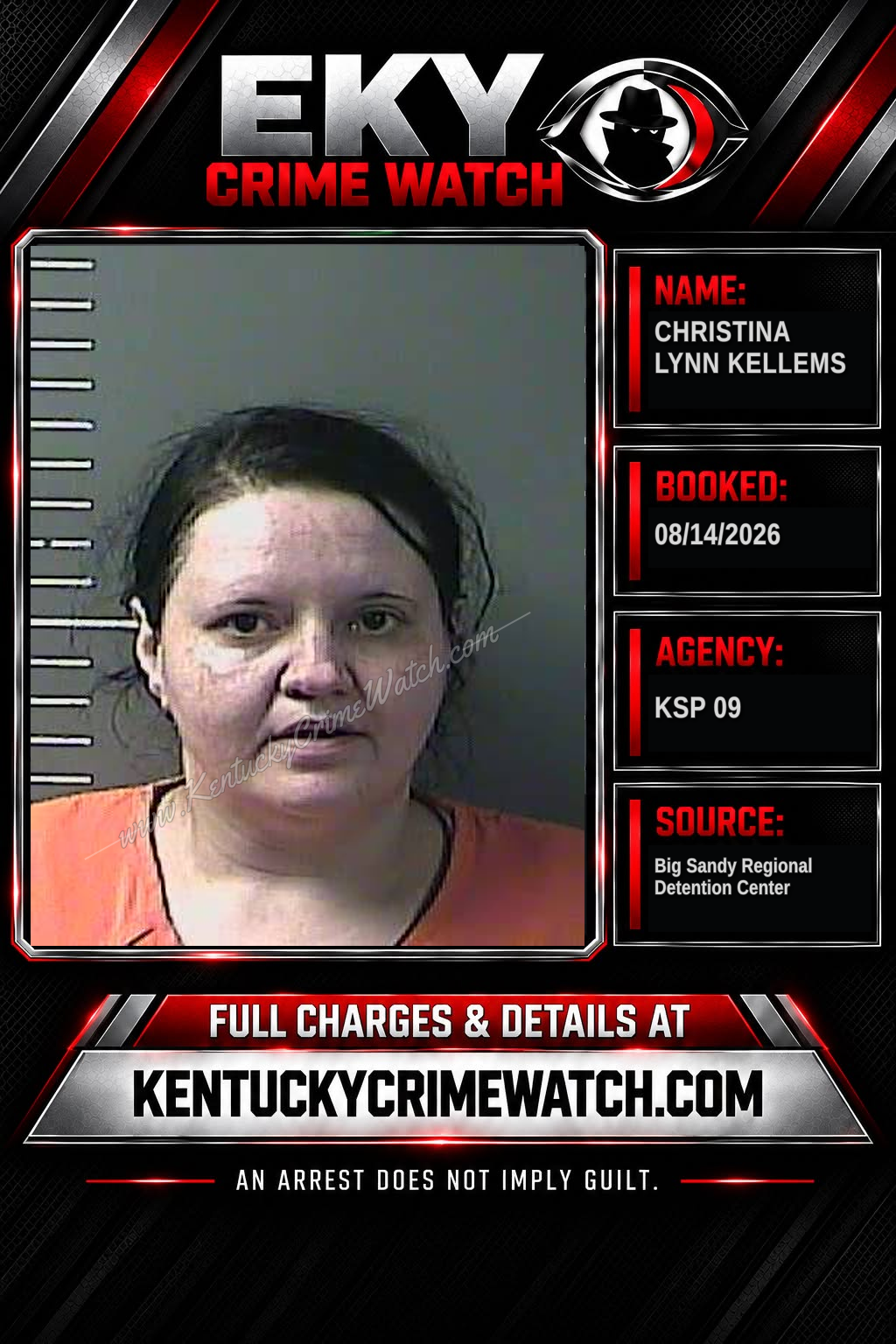 CHRISTINA LYNN KELLEMS booking report card