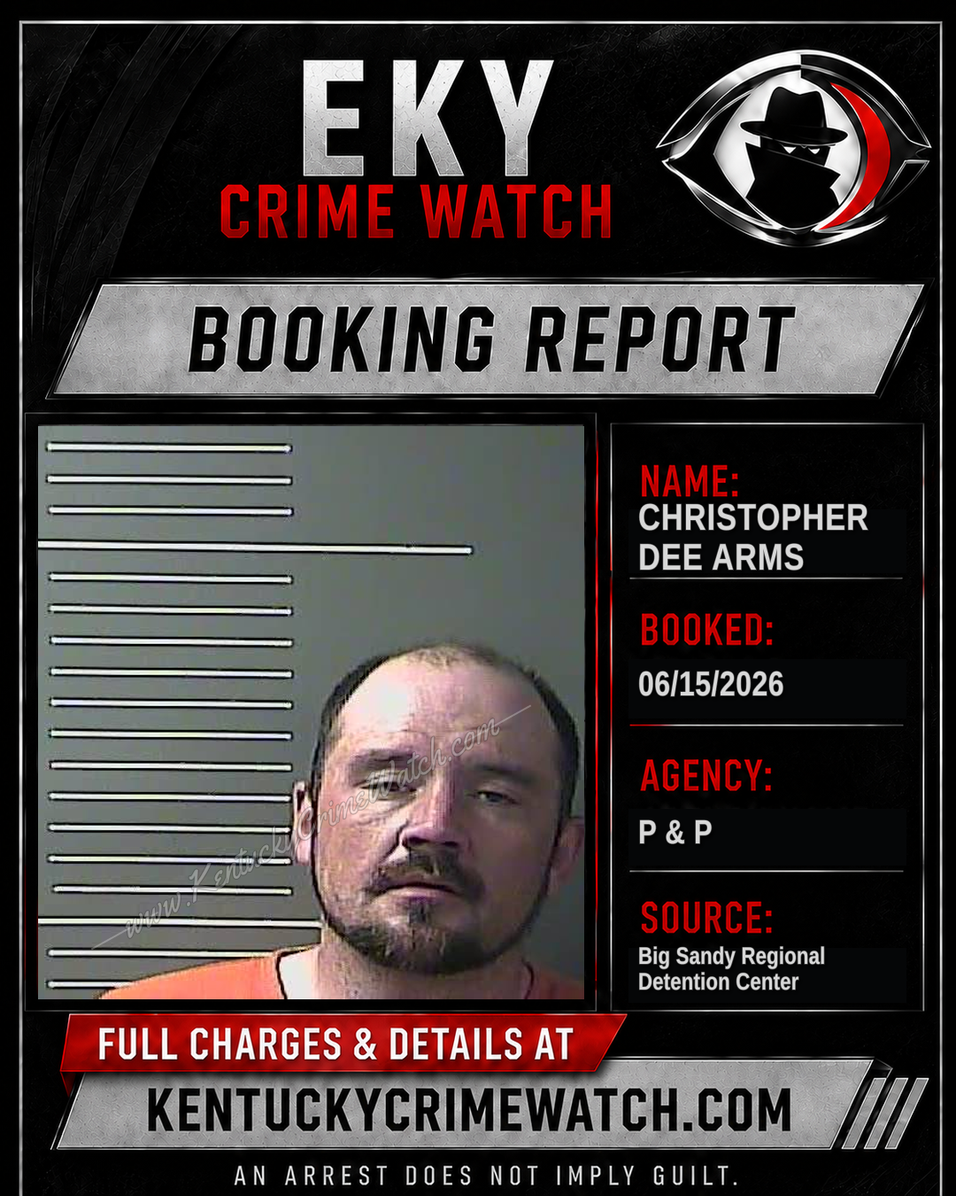 CHRISTOPHER DEE ARMS booking report card