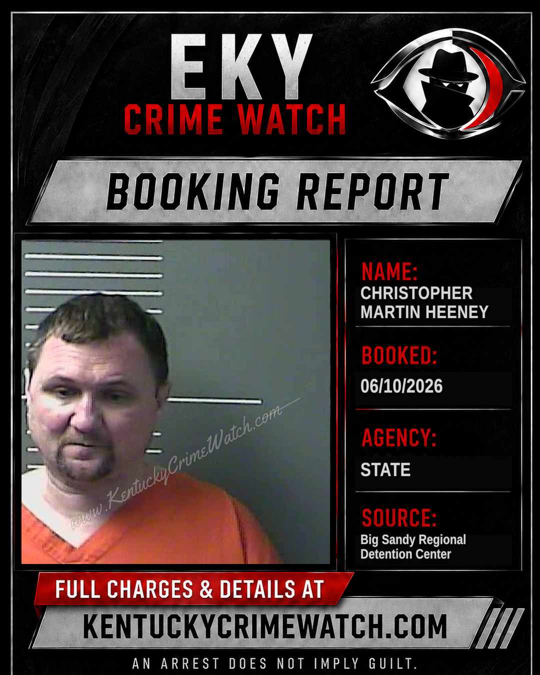 CHRISTOPHER MARTIN HEENEY booking report card