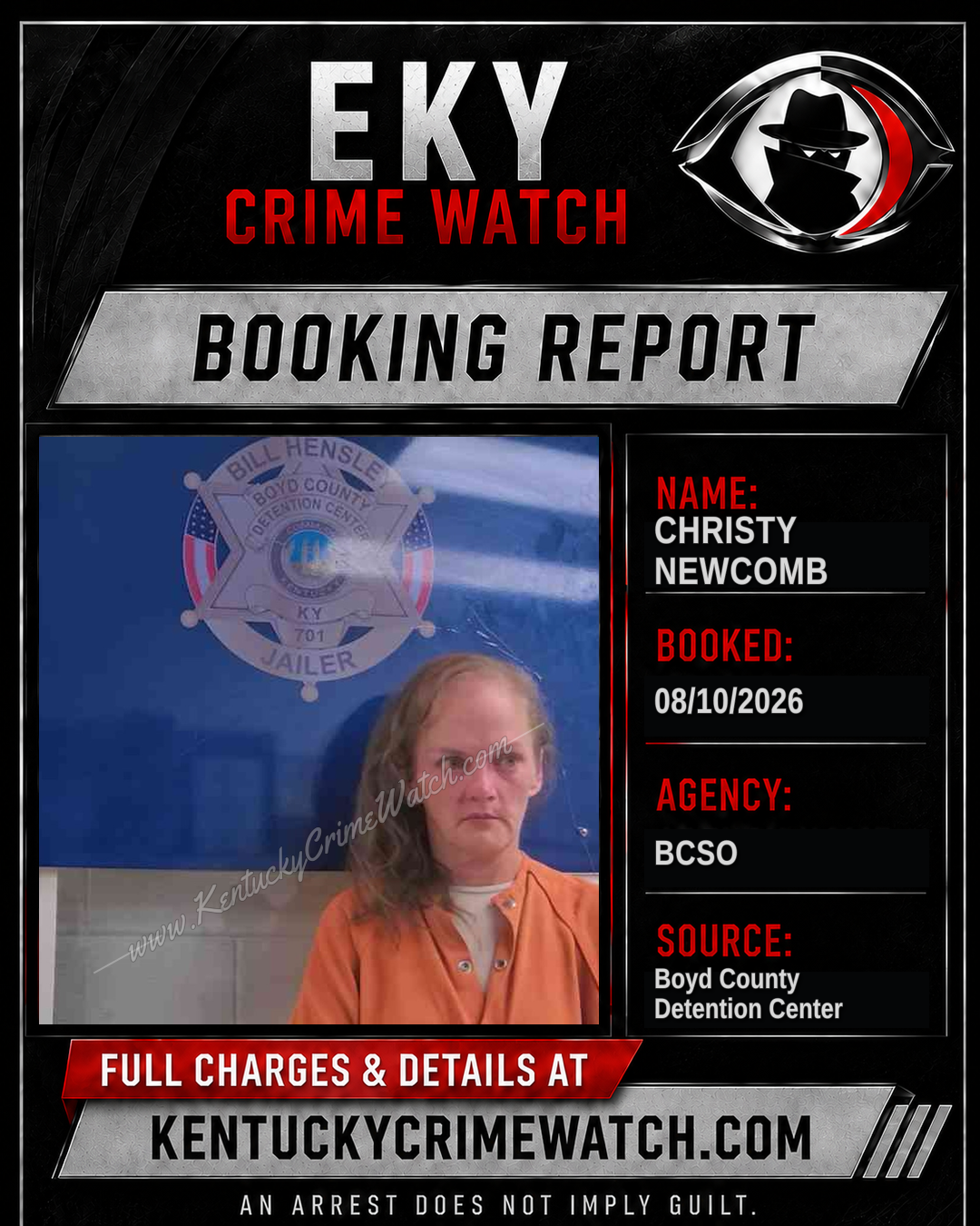 CHRISTY NEWCOMB booking report card