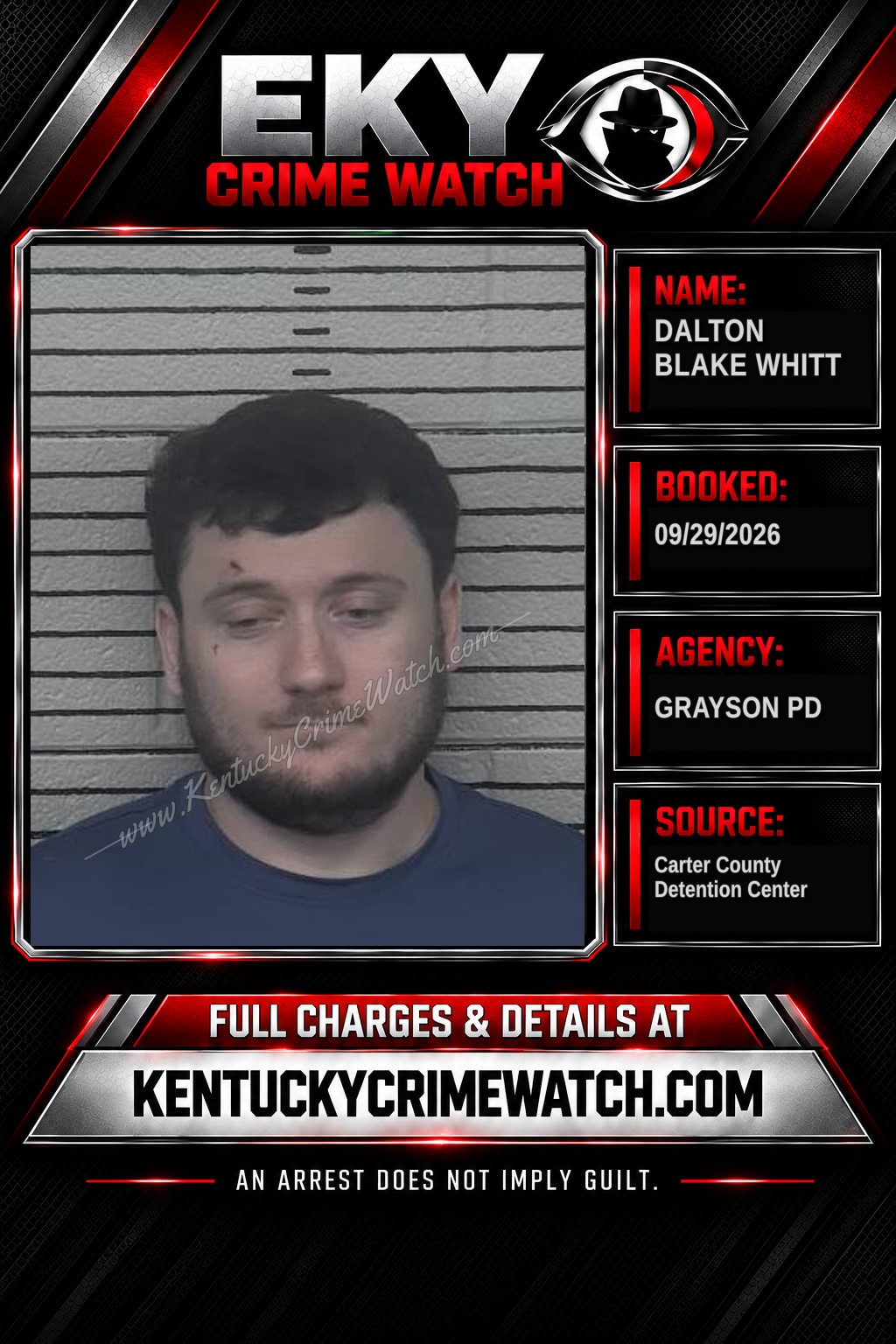 DALTON BLAKE WHITT booking report card