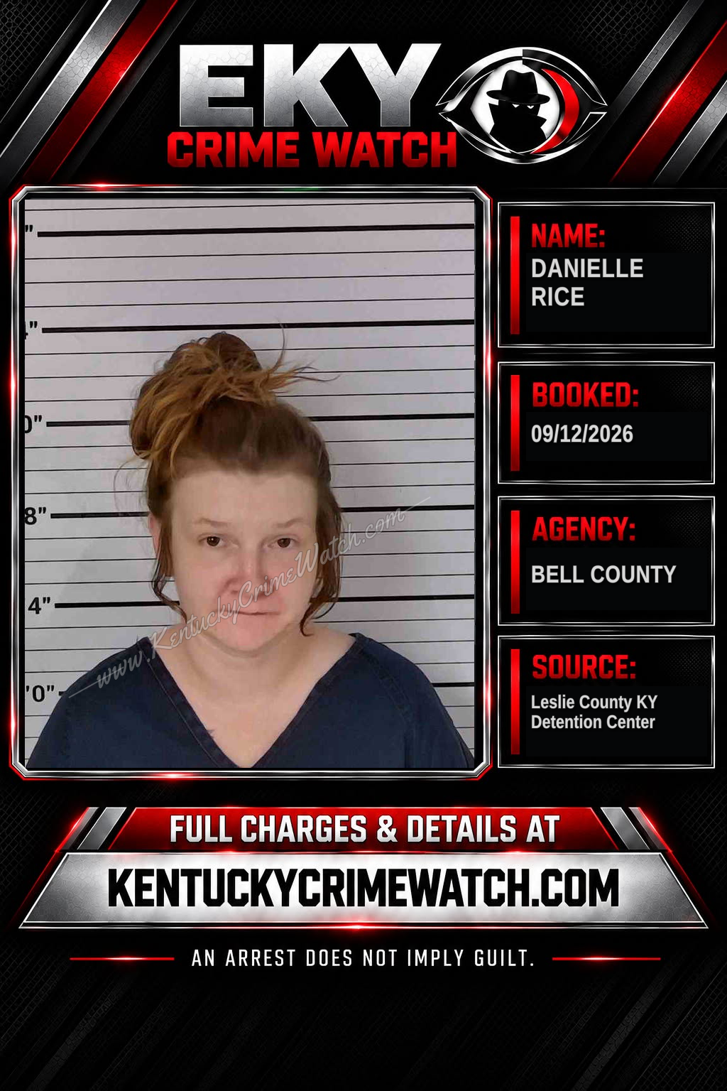 DANIELLE RICE booking report card
