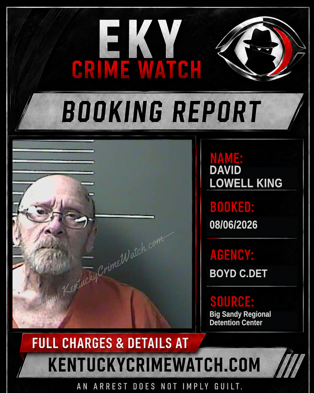 DAVID LOWELL KING booking report card