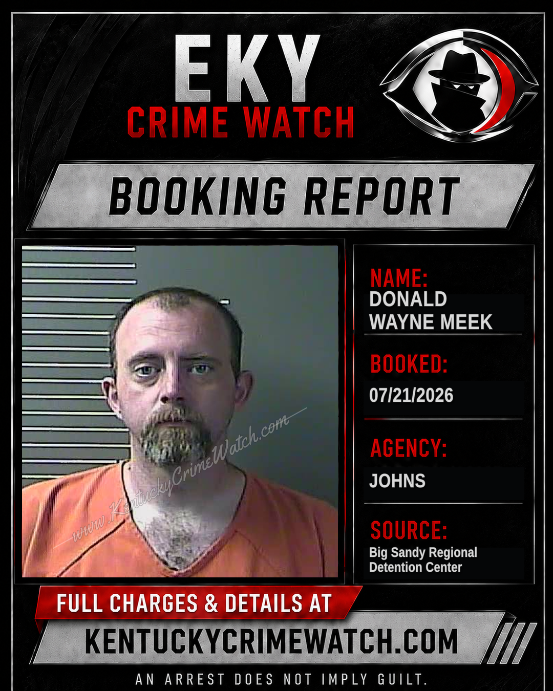 DONALD WAYNE MEEK booking report card