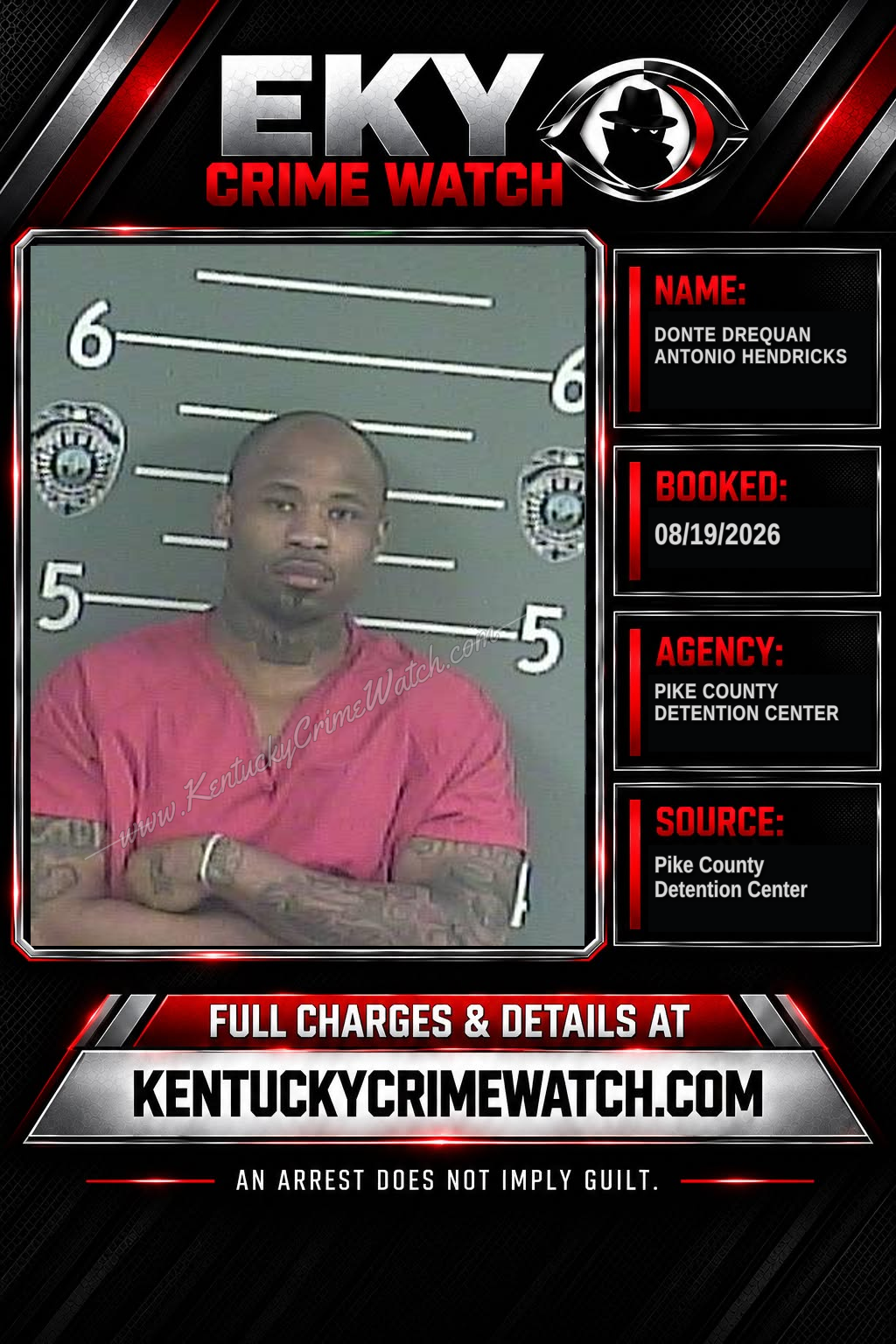 DONTE DREQUAN ANTONIO HENDRICKS booking report card