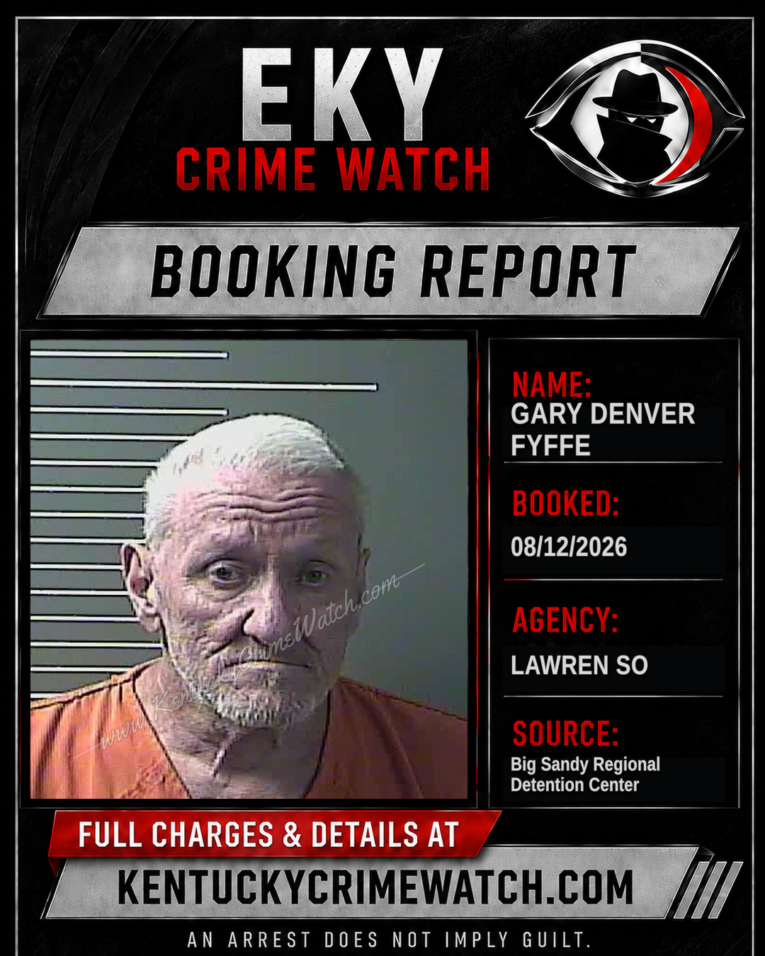 GARY DENVER FYFFE booking report card