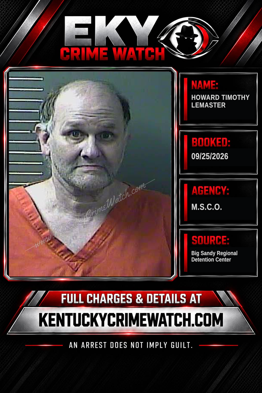 HOWARD TIMOTHY LEMASTER booking image