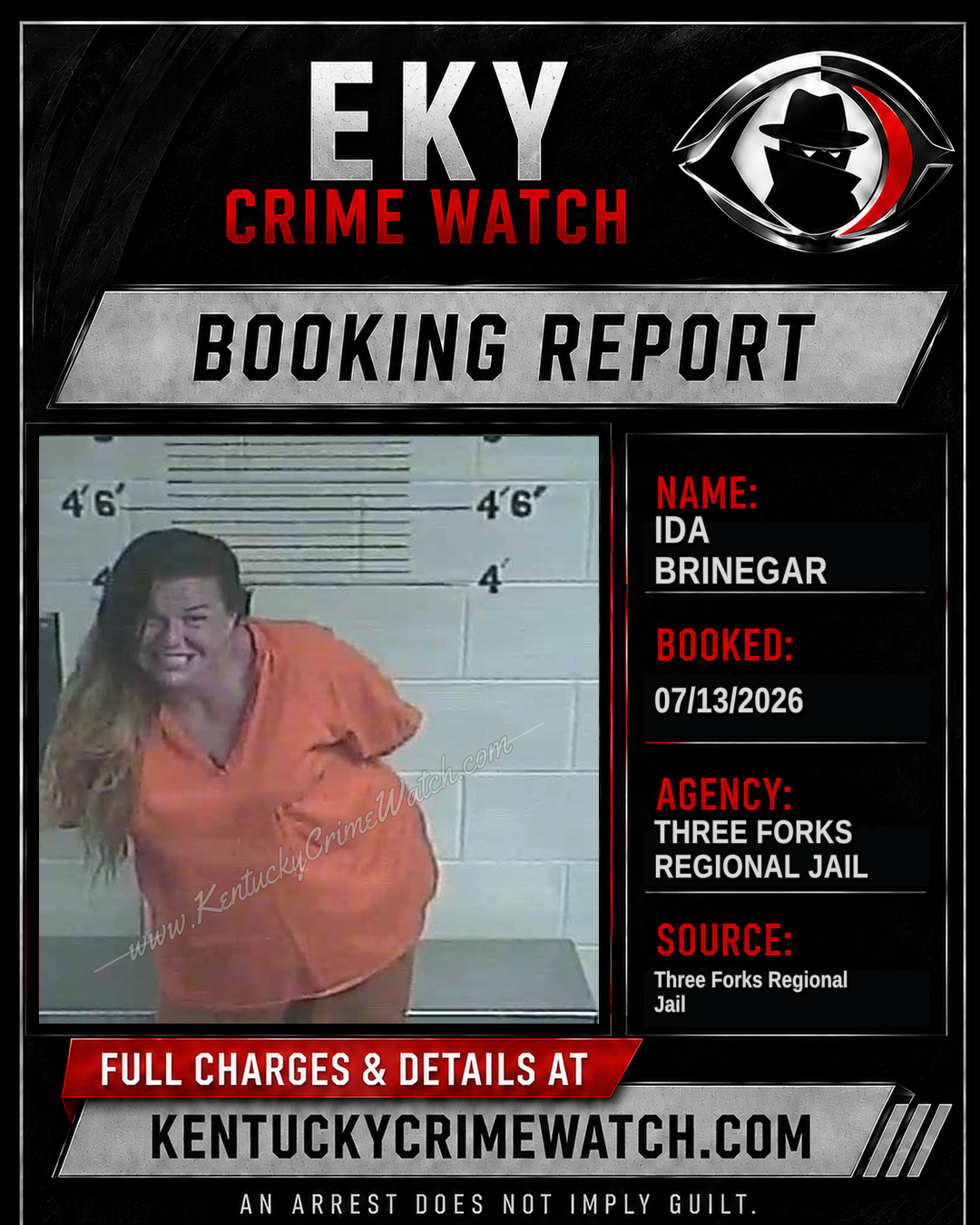 Ida Brinegar booking report card