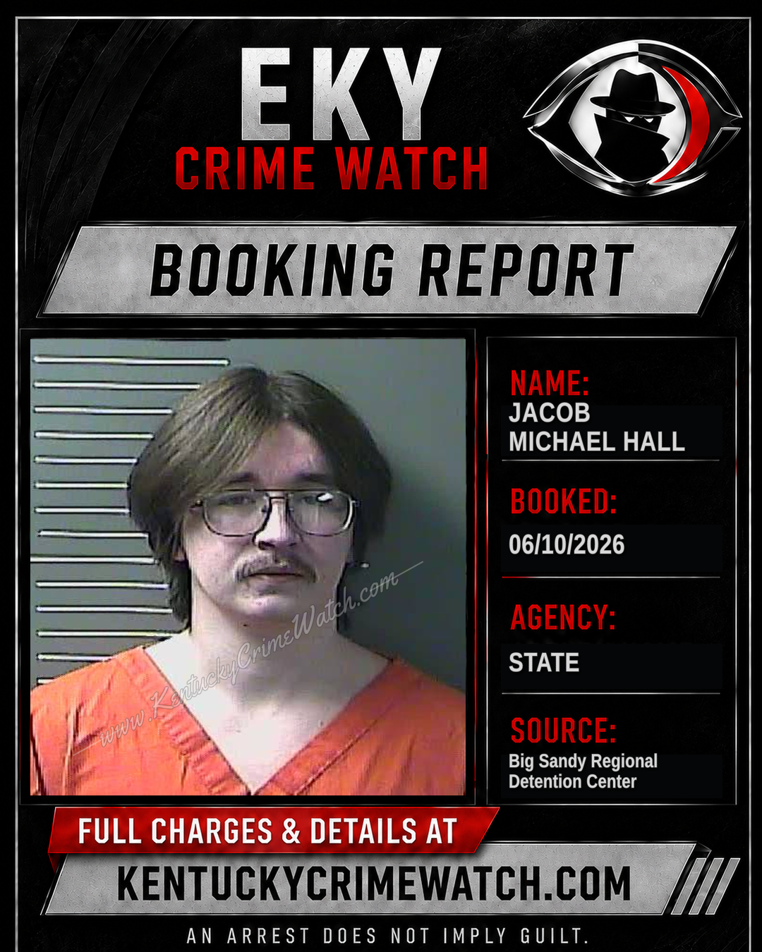 JACOB MICHAEL HALL booking report card