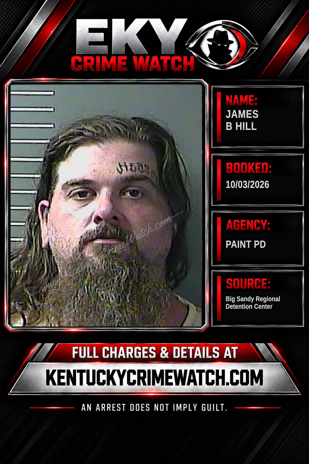 JAMES B HILL booking image