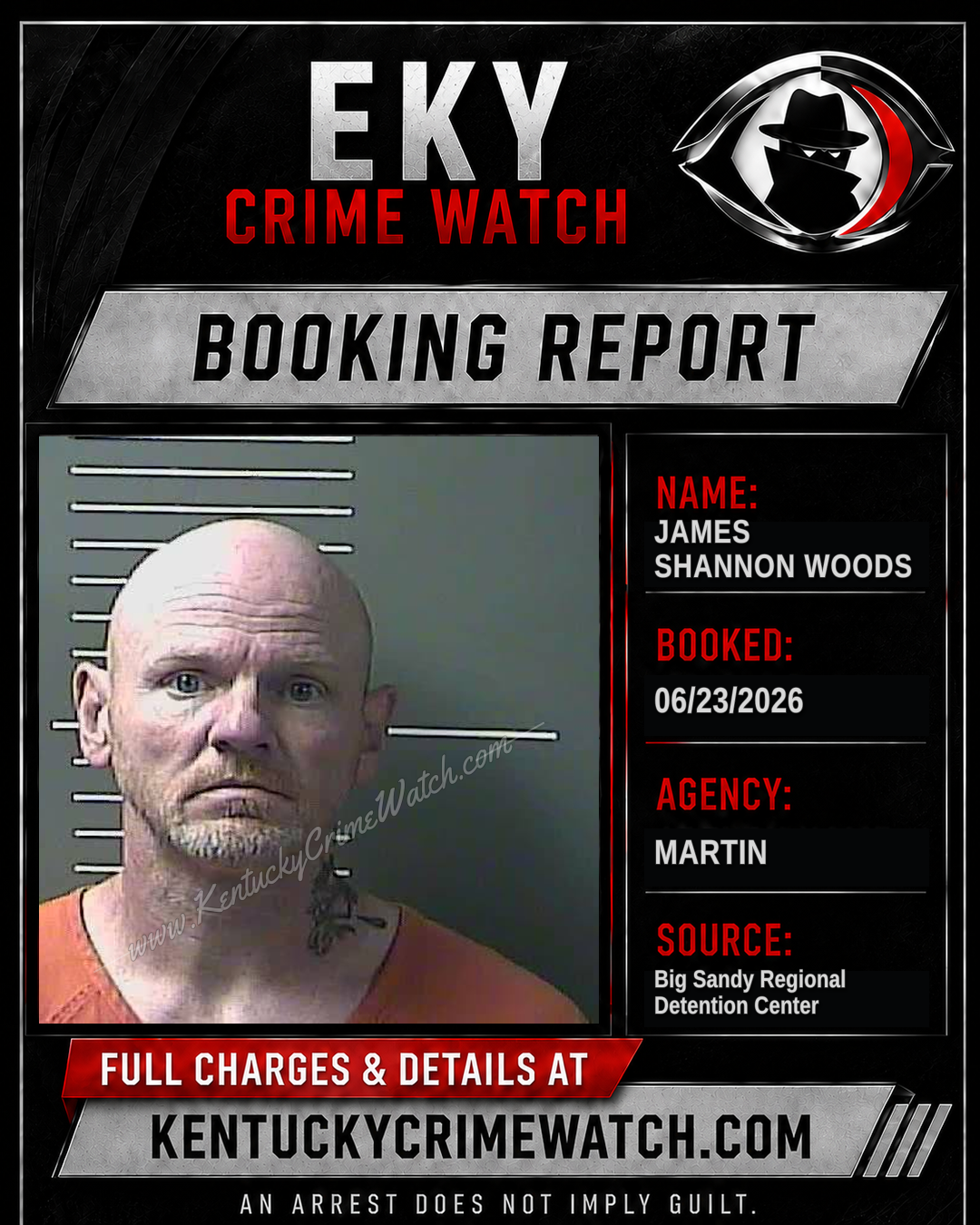 JAMES SHANNON WOODS booking report card