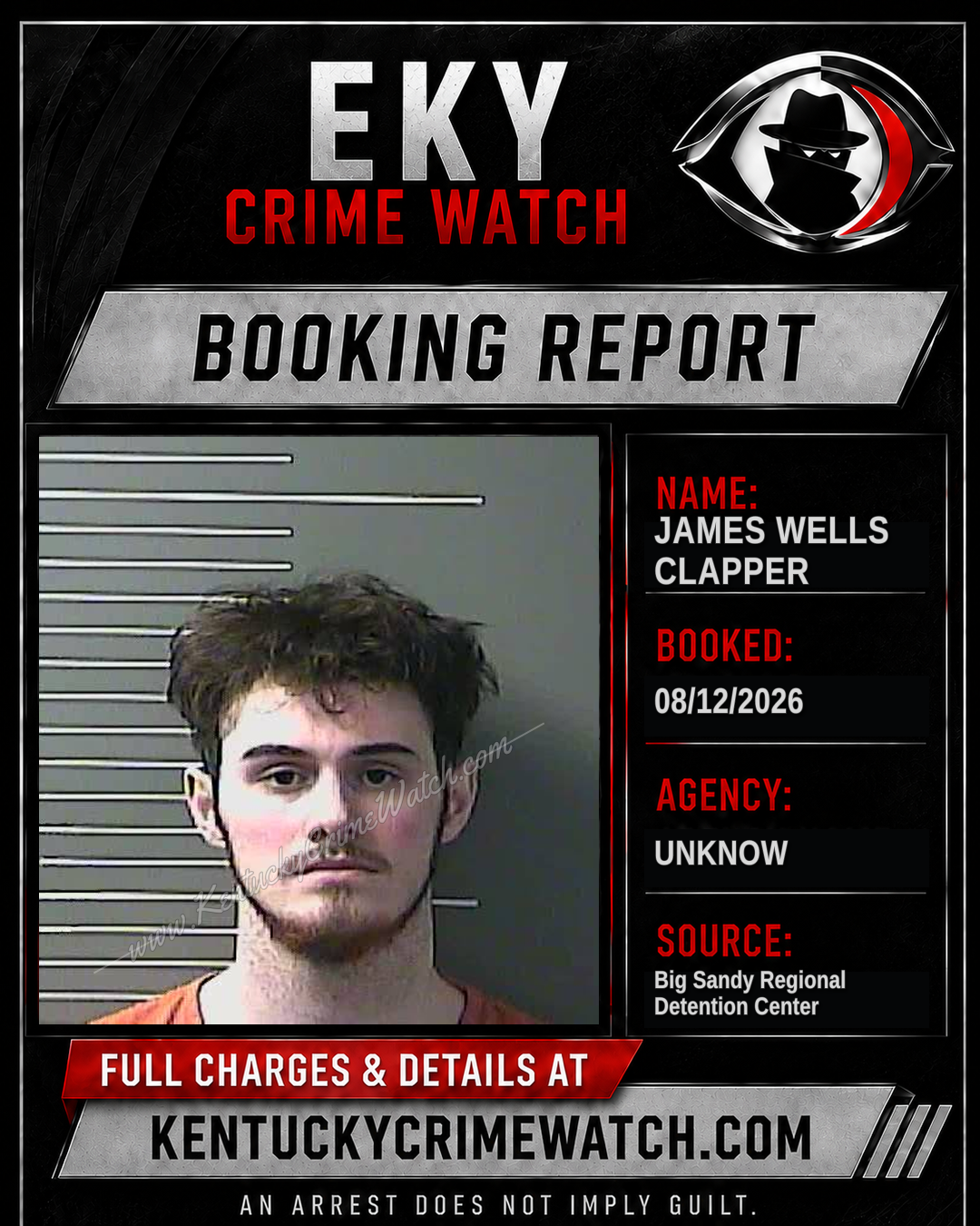 JAMES WELLS CLAPPER booking report card