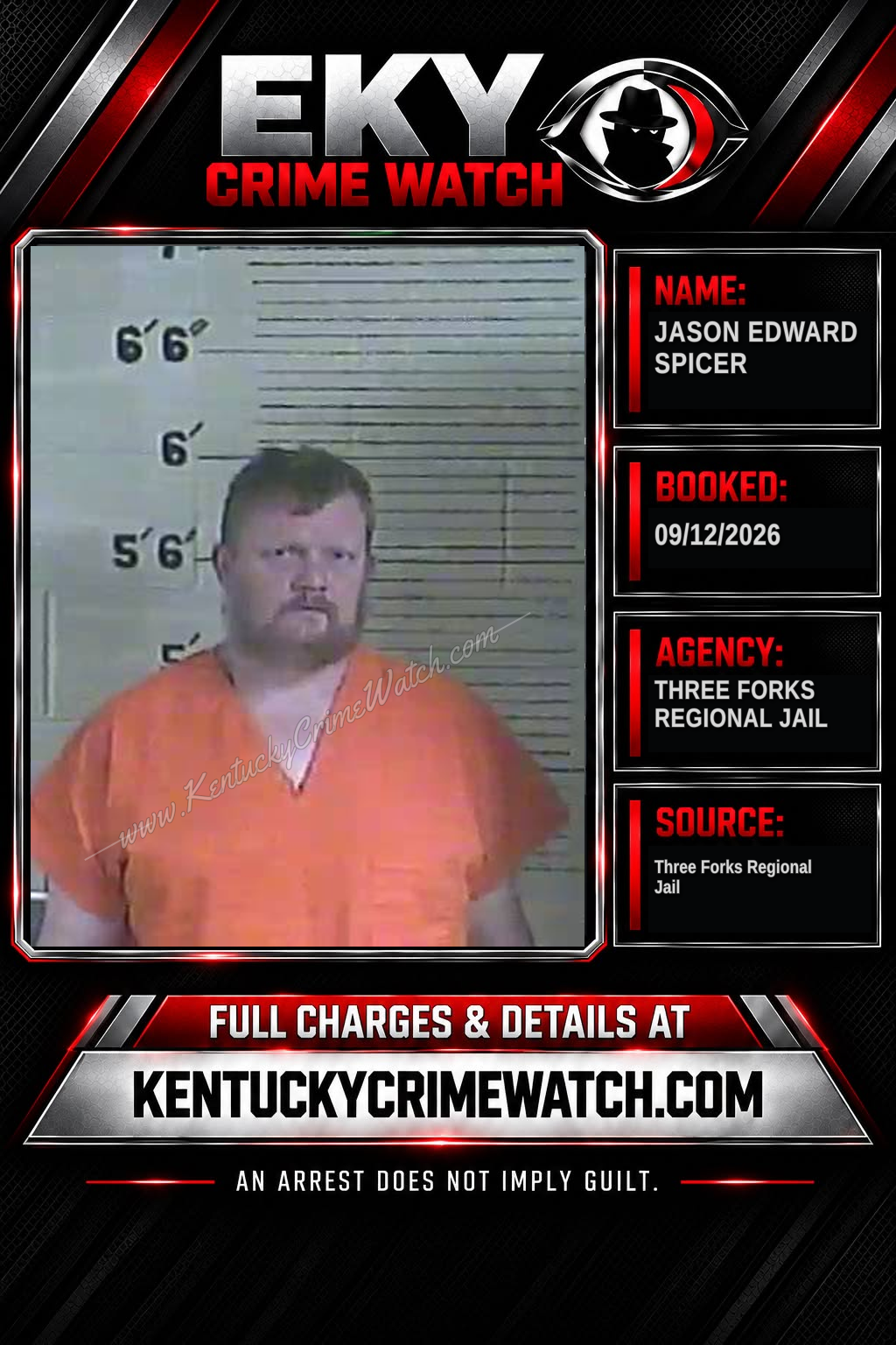 Jason Edward Spicer booking report card