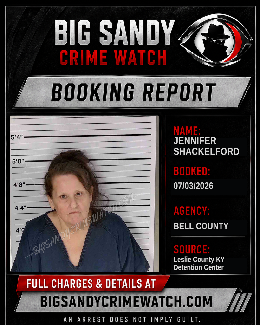 JENNIFER SHACKELFORD booking report card